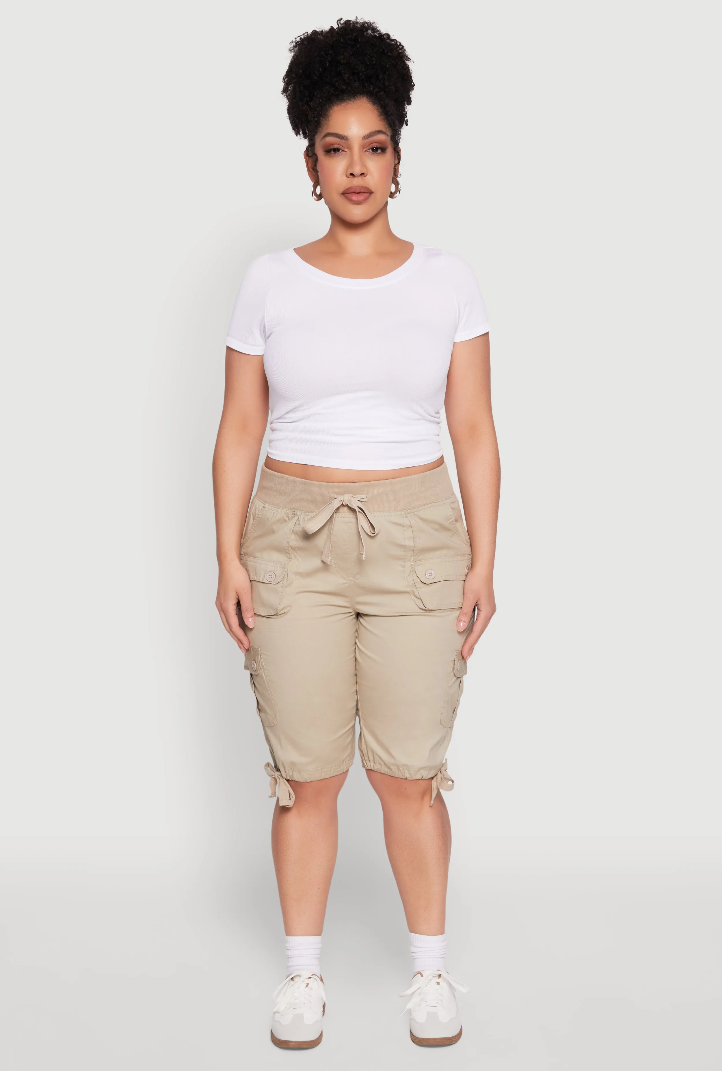 Plus Size Tie Hem Cargo Bermuda Shorts sold by Rainbow product image thumbnail 2