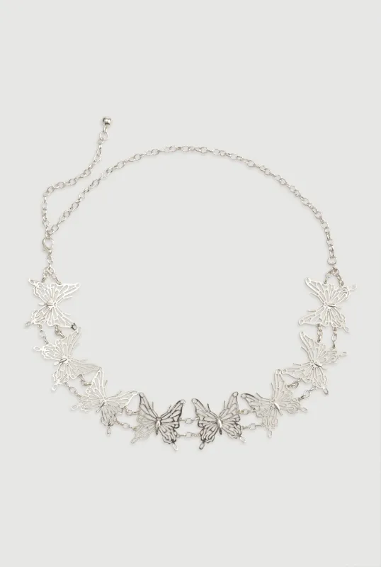 Metallic Butterfly Chain Waist Belt sold by Rainbow