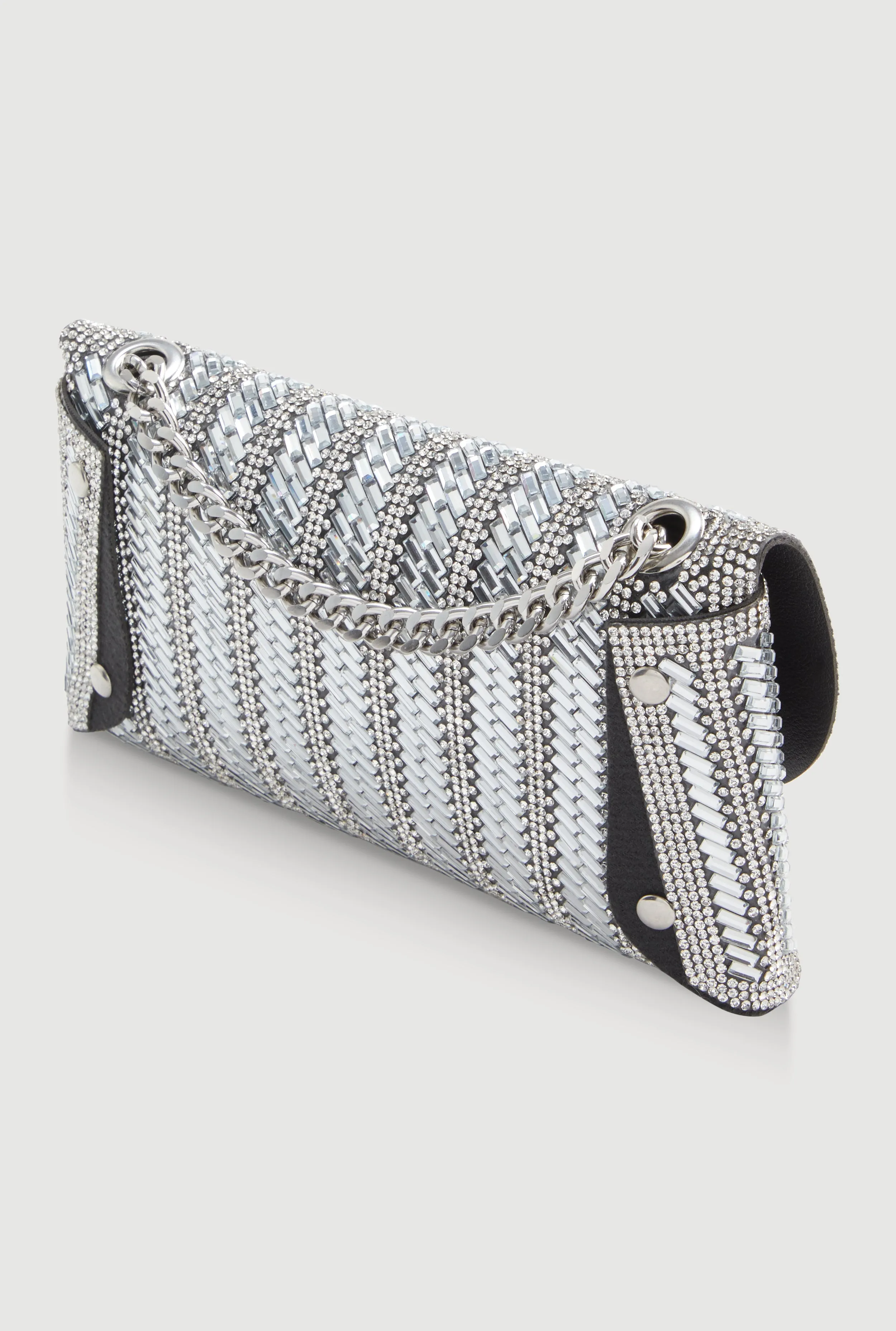 Embellished Faux Leather Chain Strap Crossbody Bag sold by Rainbow product image thumbnail 3