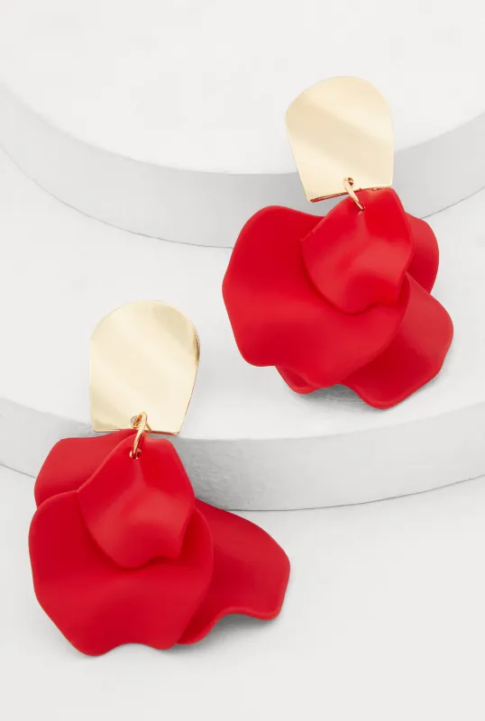 Chunky Floral Petal Drop Earrings sold by Rainbow