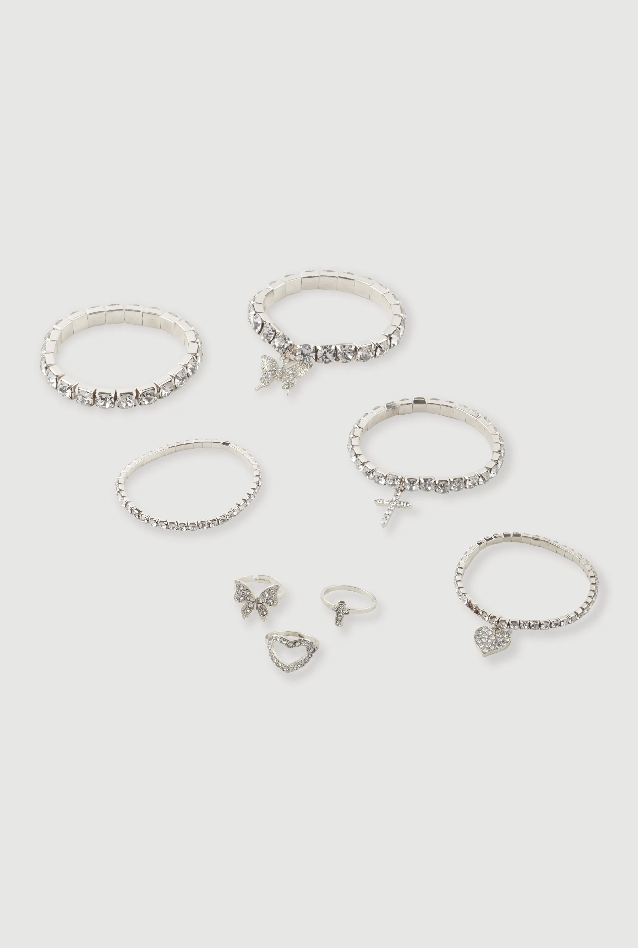 Cubic Zirconia Charm Stretch Bracelets with Rings sold by Rainbow product image thumbnail 3