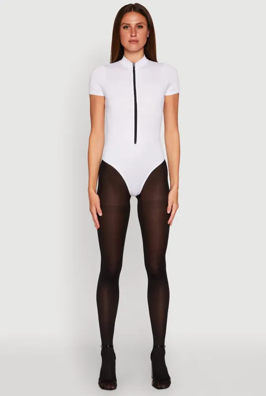 Zip Front Mock Neck Bodysuit sold by Rainbow