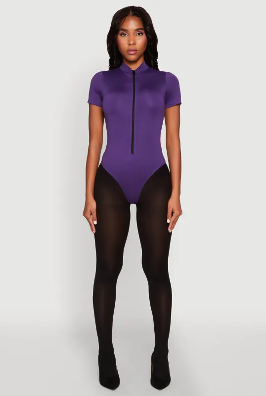 Zip Front Mock Neck Bodysuit sold by Rainbow
