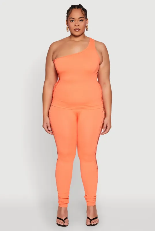 Plus Size Laser Cut Side Leggings sold by Rainbow