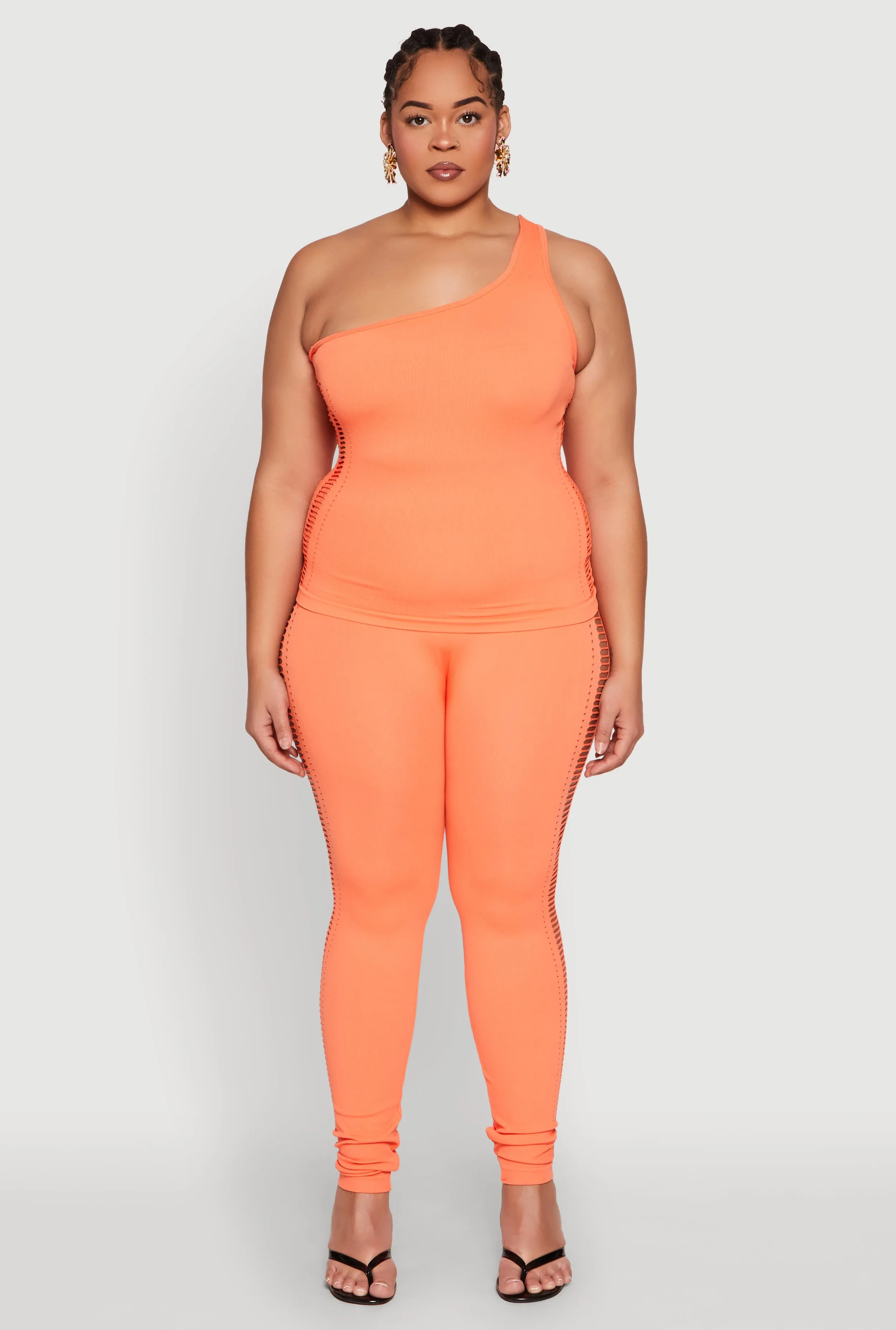 Plus Size Laser Cut Side Leggings sold by Rainbow