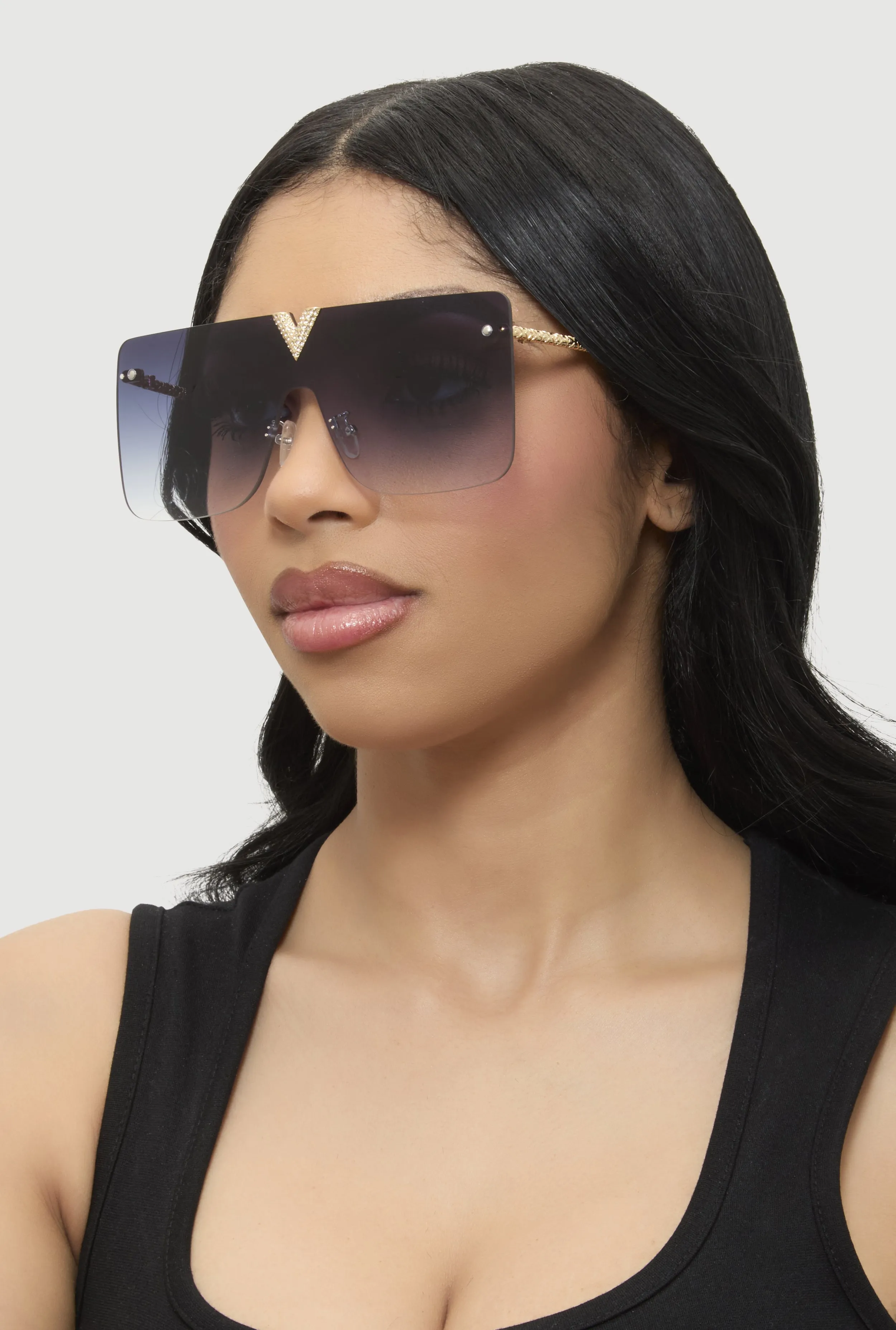 Rhinestone Ombre Lens Shield Sunglasses sold by Rainbow product image thumbnail 2