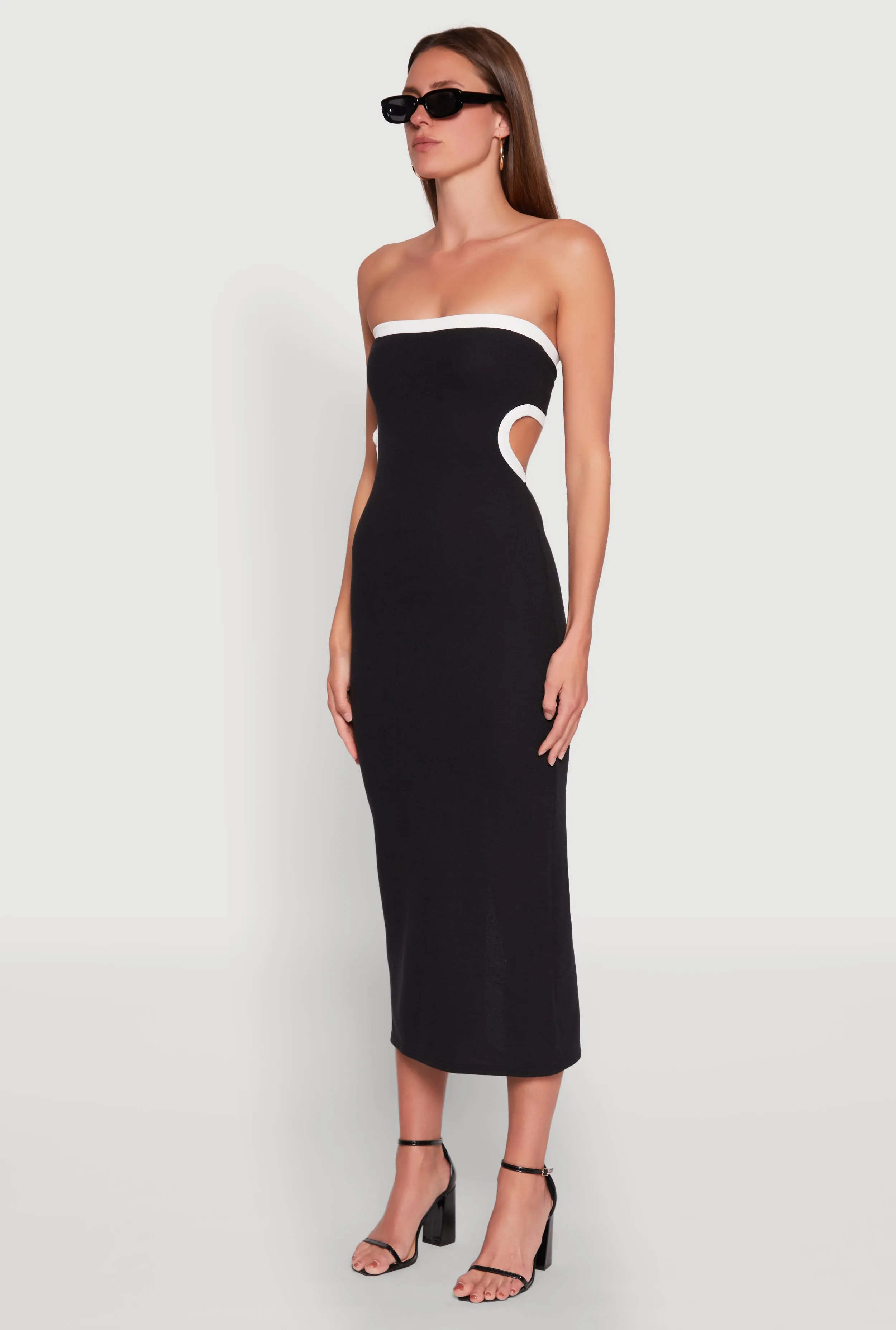 Contrast Trim Cut Out Back Tube Dress sold by Rainbow product image thumbnail 3