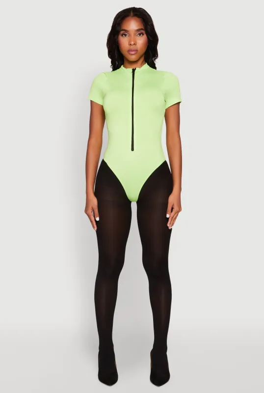 Zip Front Mock Neck Bodysuit sold by Rainbow