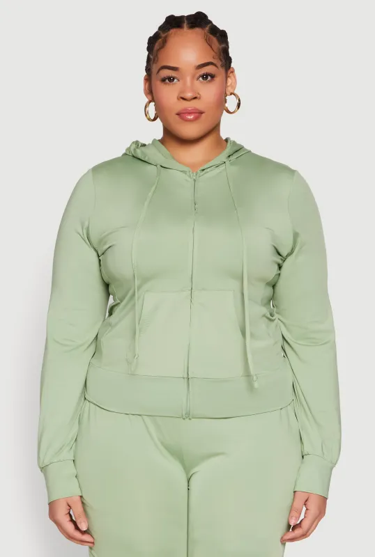 Plus Size Daisy Zip Front Hooded Sweatshirt sold by Rainbow