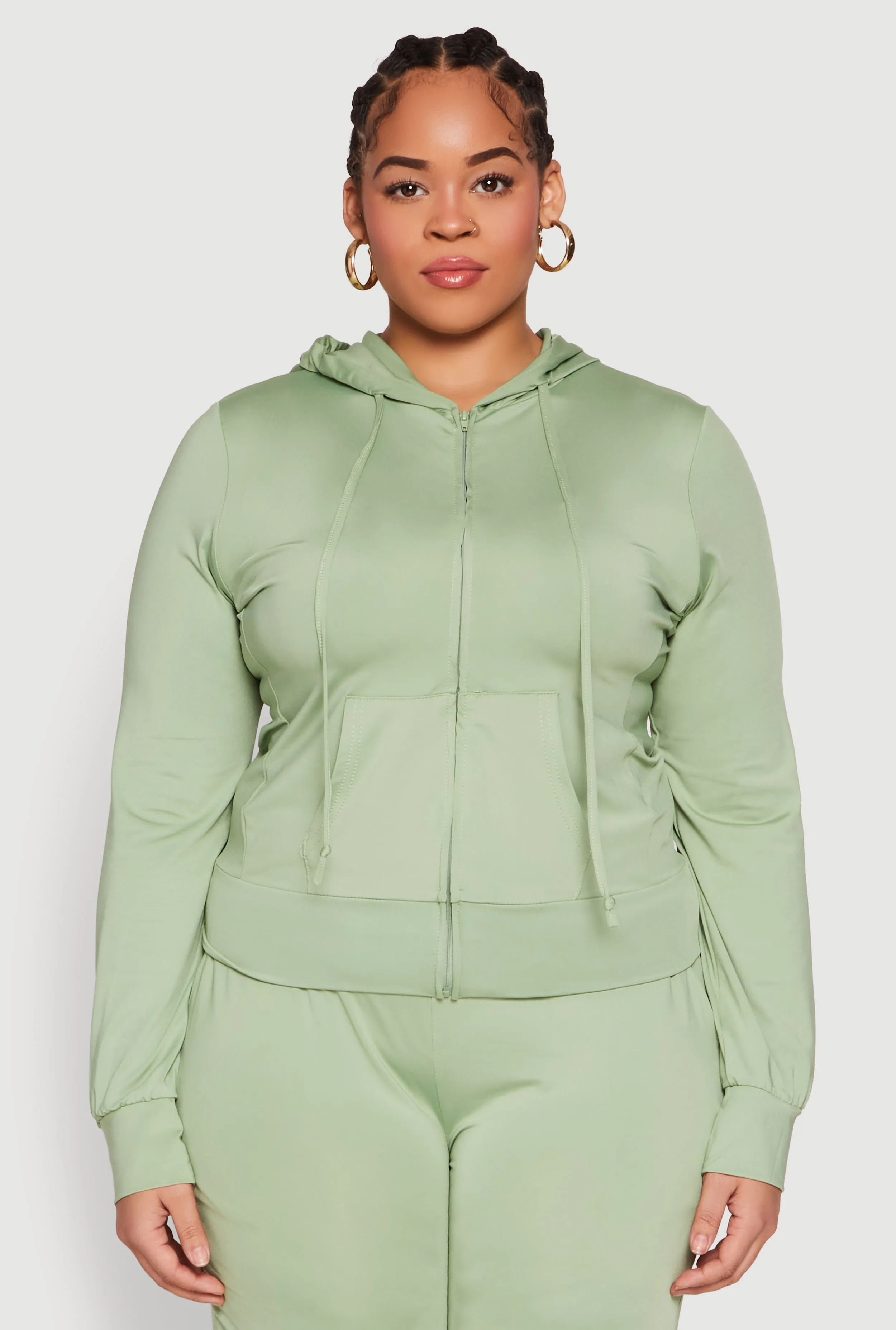 Plus Size Daisy Zip Front Hooded Sweatshirt sold by Rainbow