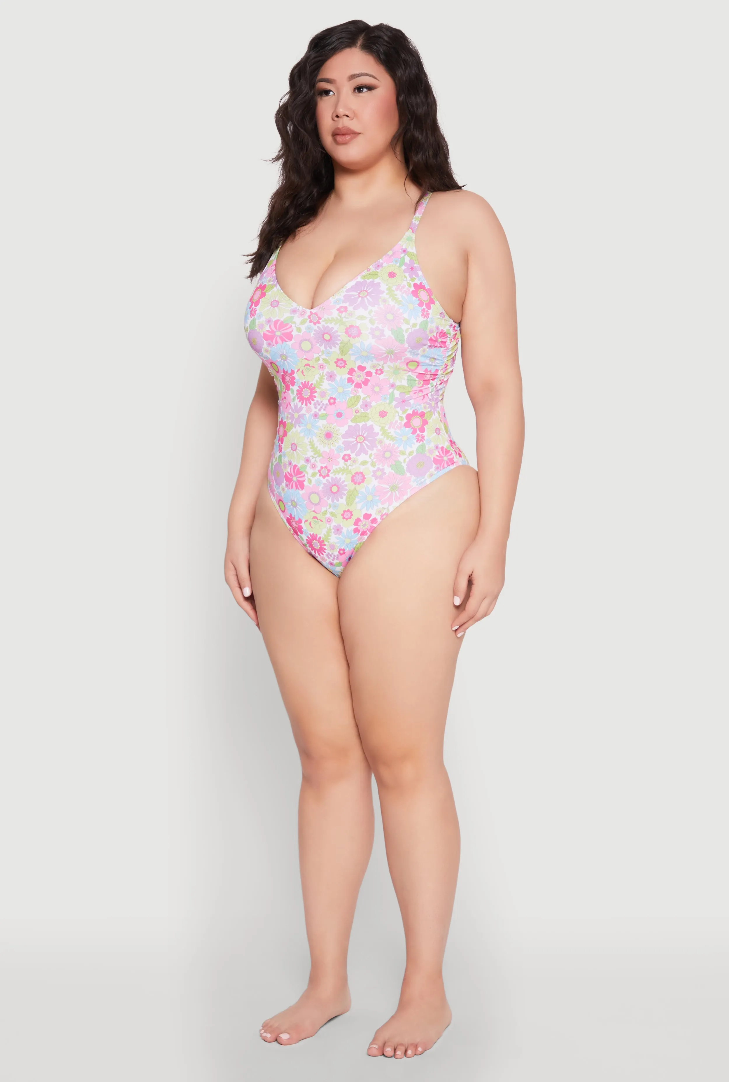 Plus Size Flower Print One Piece Swimsuit sold by Rainbow product image thumbnail 5