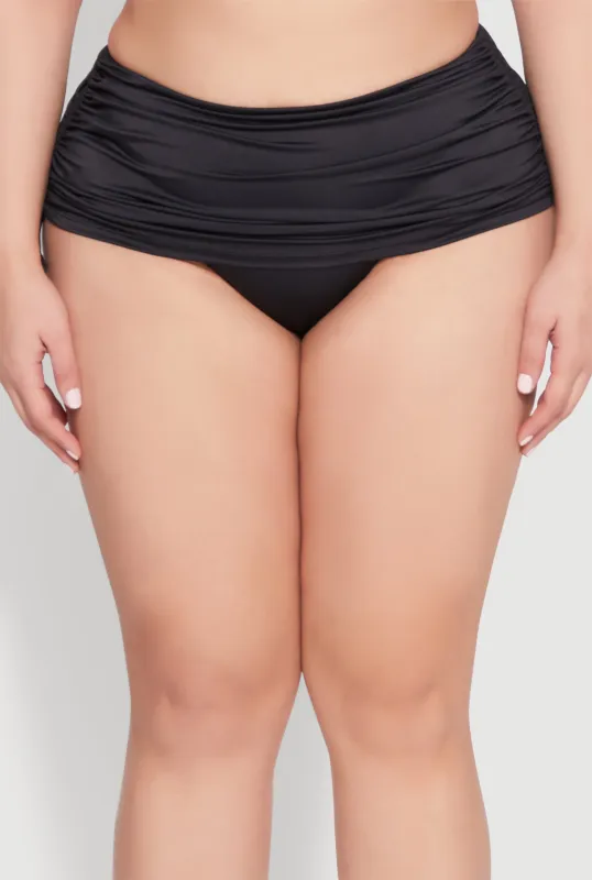 Plus Size Drawstring Ruched Swim Skirt sold by Rainbow