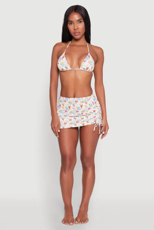Tropical Printed Pattern Side Tie Cover Up sold by Rainbow