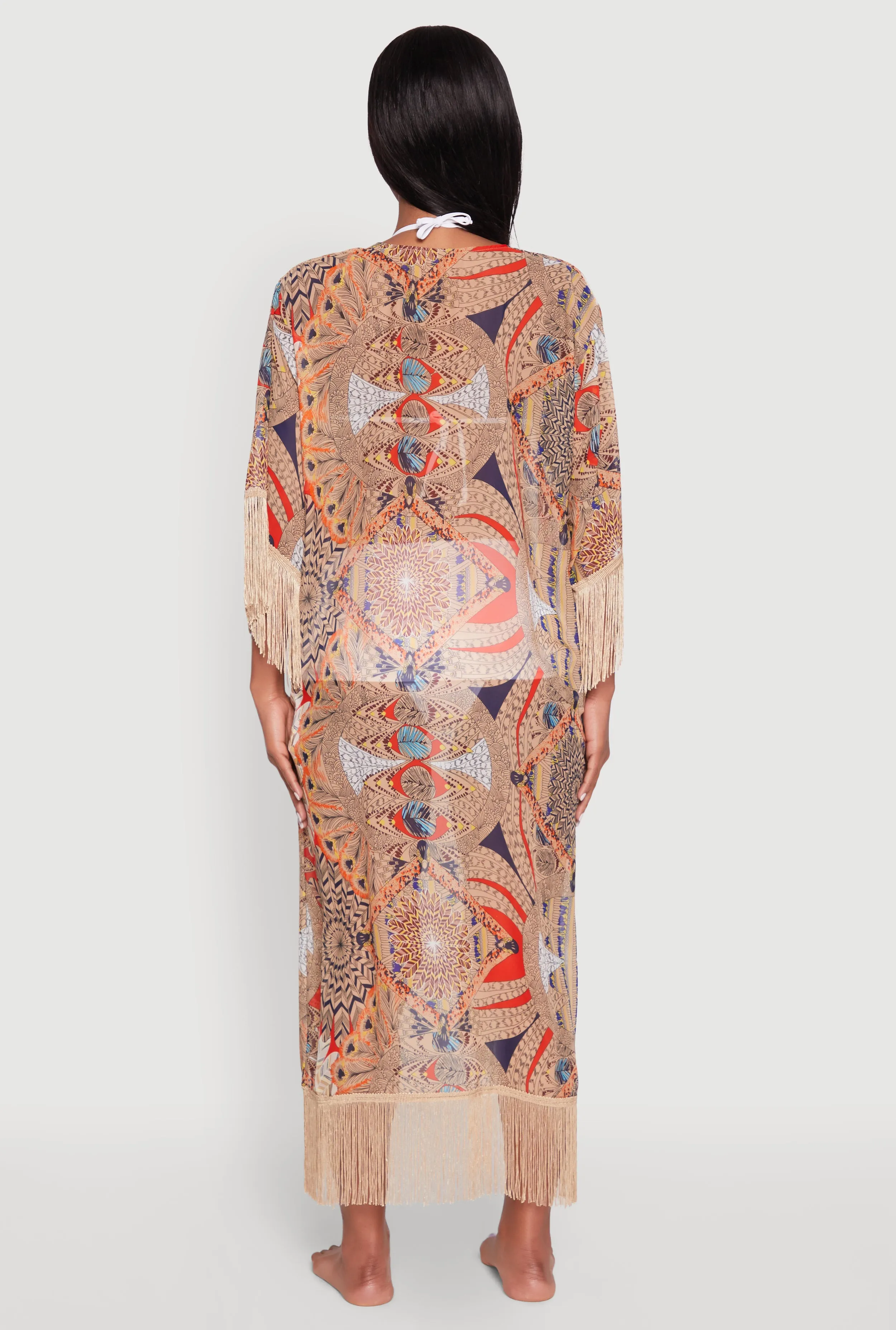 Printed Pattern Fringe Kimono Cover Up sold by Rainbow product image thumbnail 5