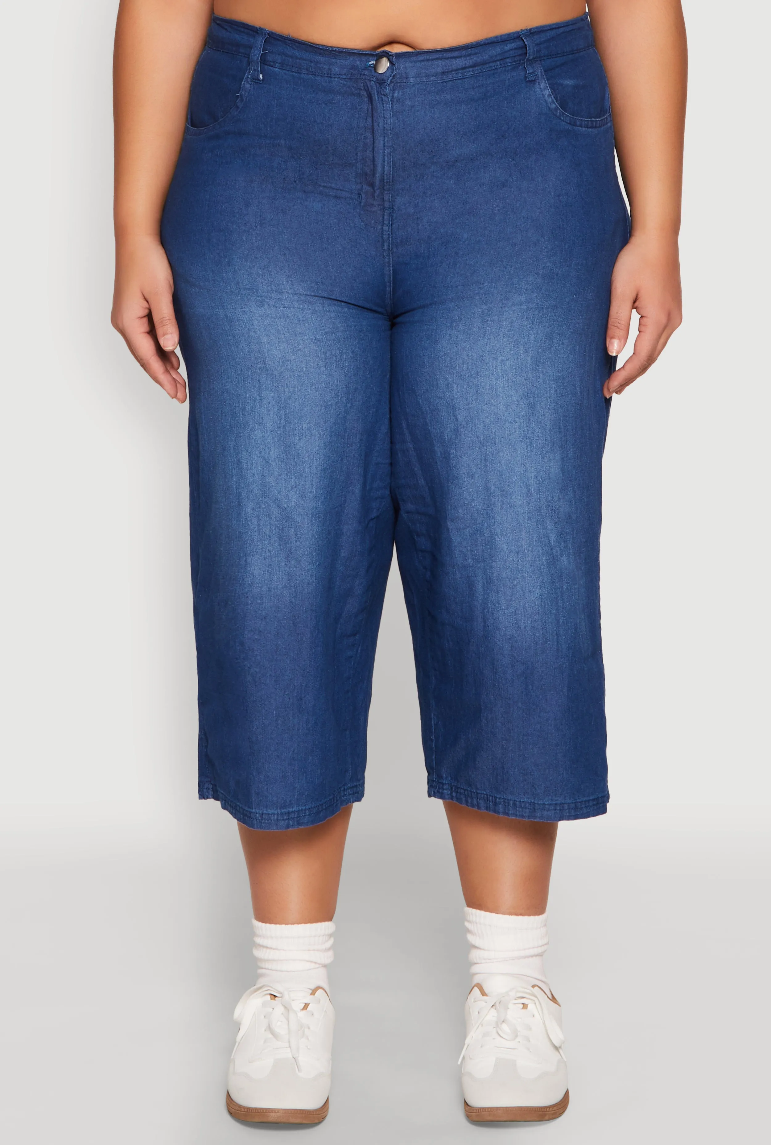 Plus Size Chambray Wide Leg Capri Pants sold by Rainbow product image thumbnail 5