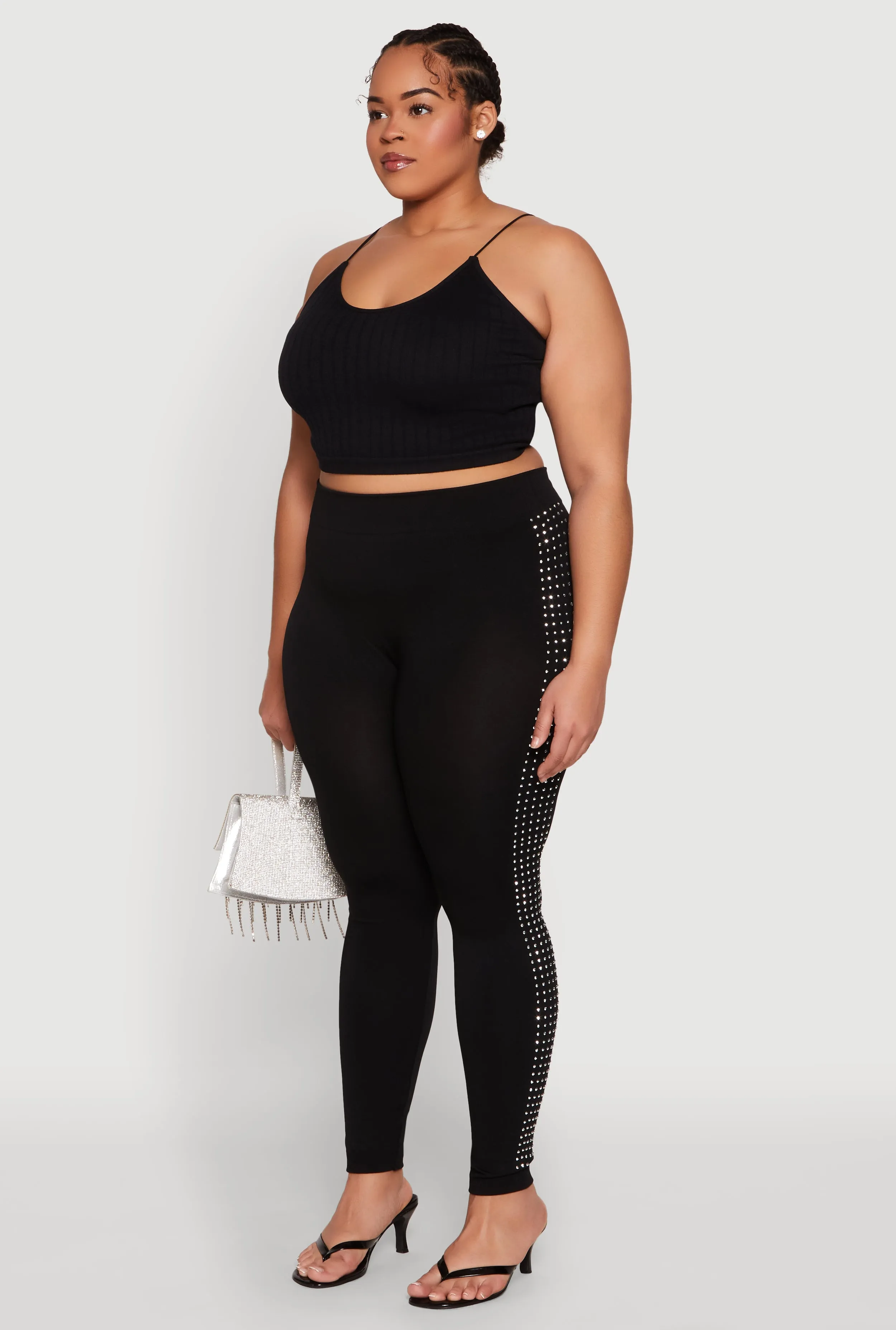 Plus Size Rhinestone Studded Seamless Leggings sold by Rainbow product image thumbnail 3