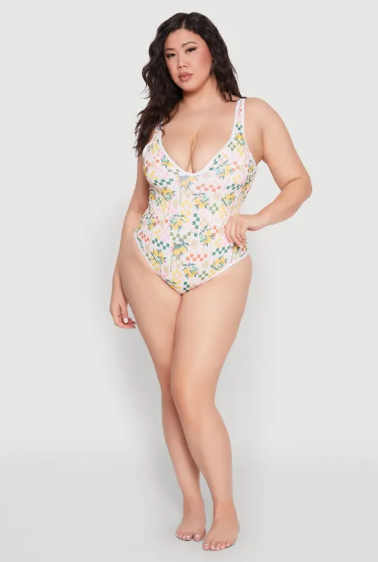 Plus Size Citrus Pattern One Piece Swimsuit sold by Rainbow