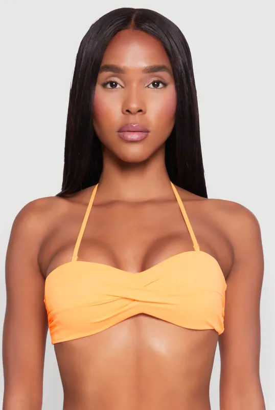 Twist Front Halter Neck Bandeau Bikini Top sold by Rainbow