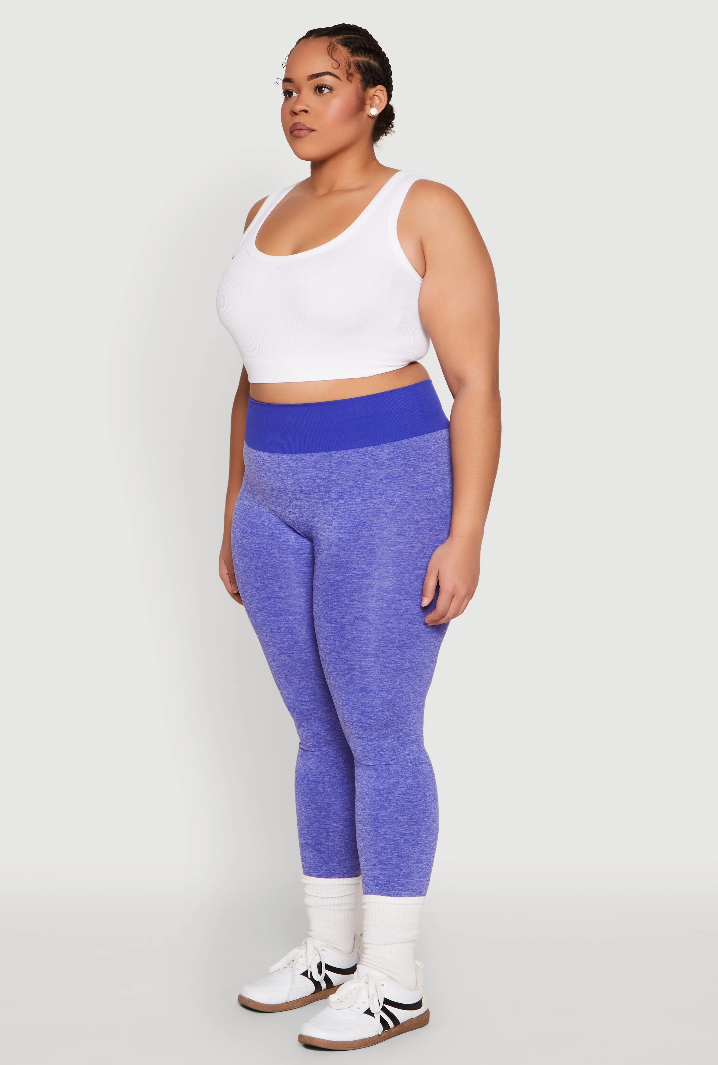 Plus Size High Waisted Contrast Trim Leggings sold by Rainbow product image thumbnail 3
