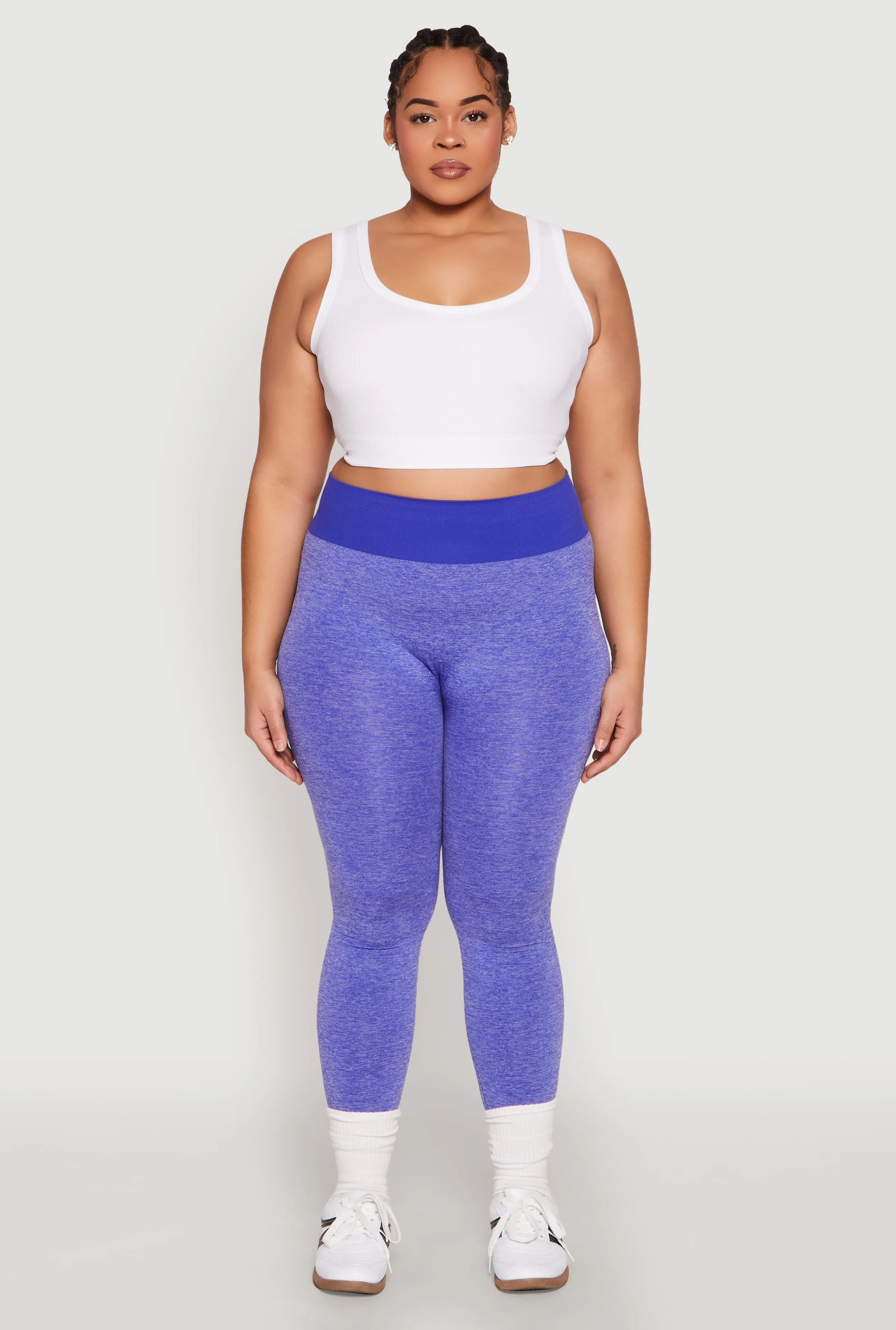 Plus Size High Waisted Contrast Trim Leggings sold by Rainbow