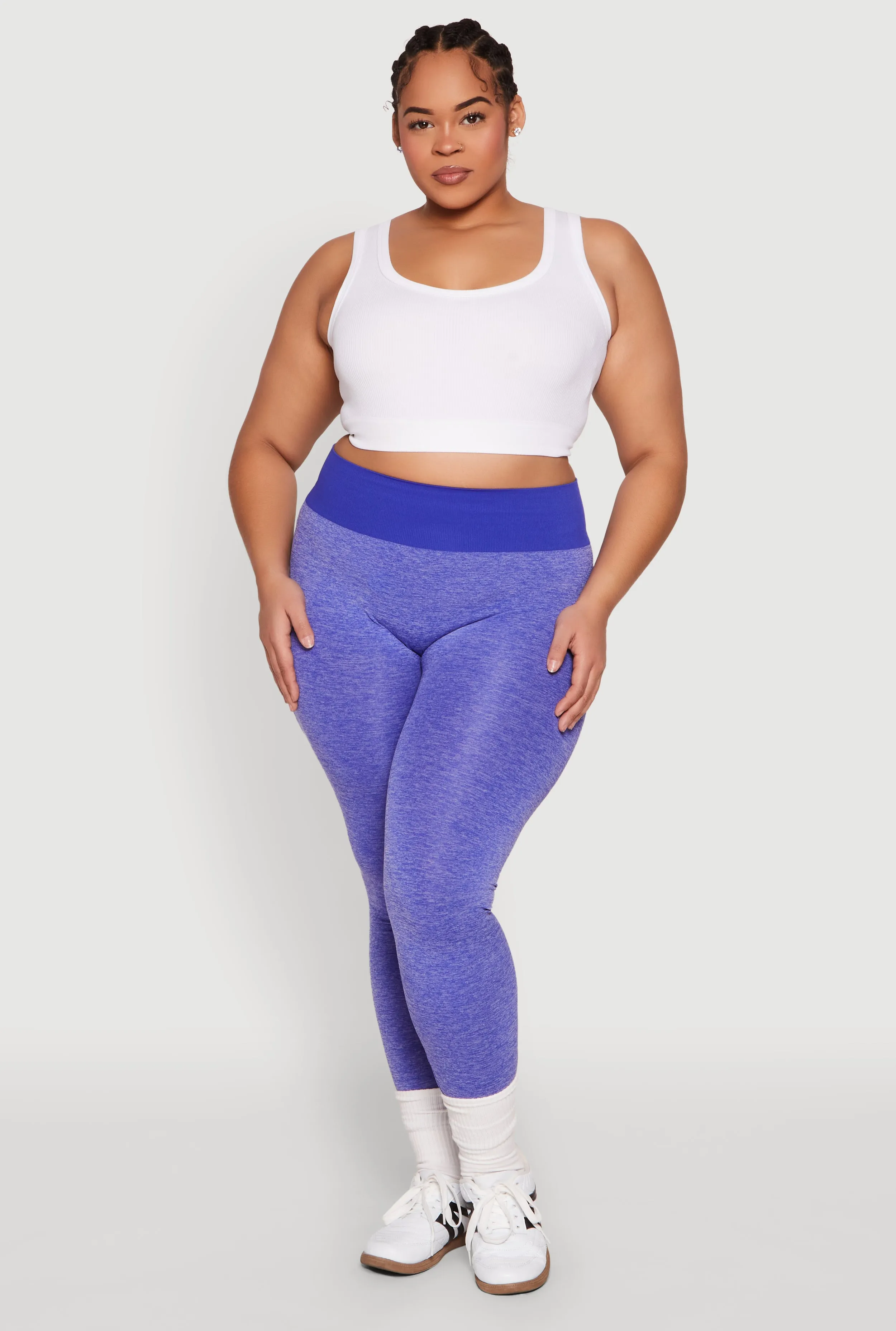 Plus Size High Waisted Contrast Trim Leggings sold by Rainbow product image thumbnail 2