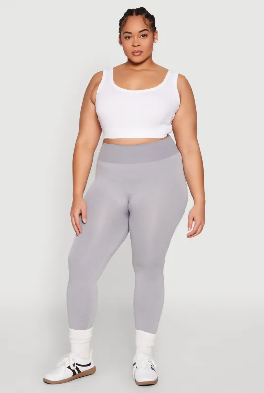 Plus Size High Waisted Contrast Trim Leggings sold by Rainbow