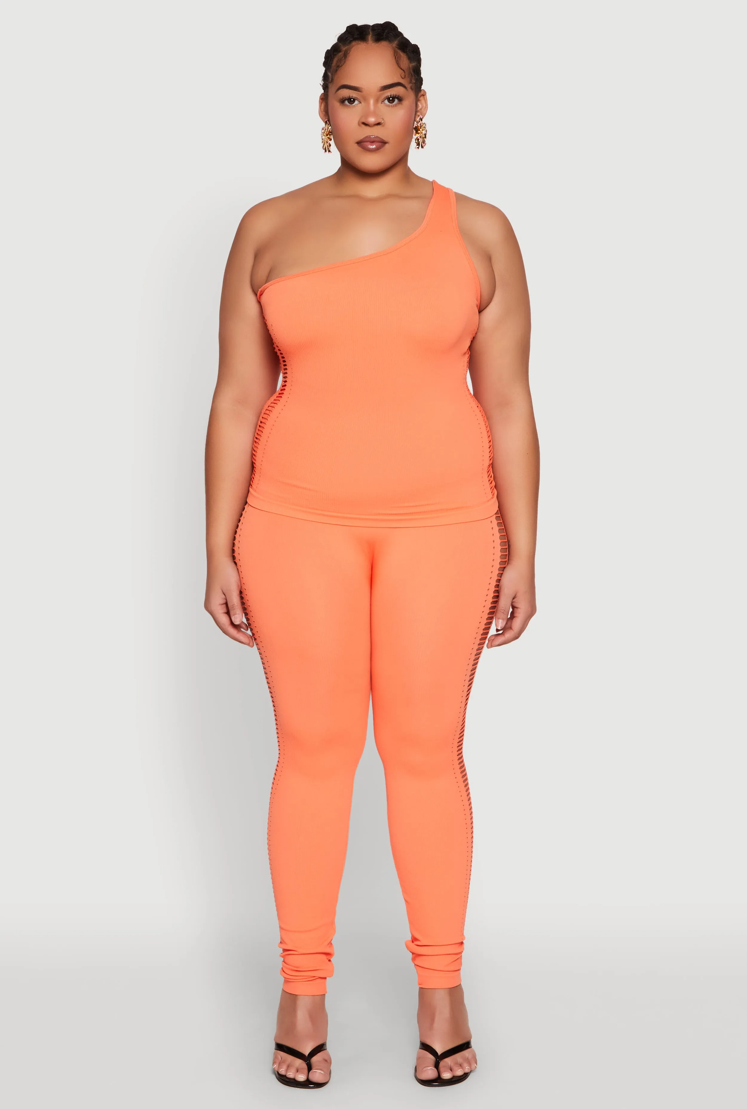 Plus Size Laser Cut Side One Shoulder Top sold by Rainbow product image thumbnail 2