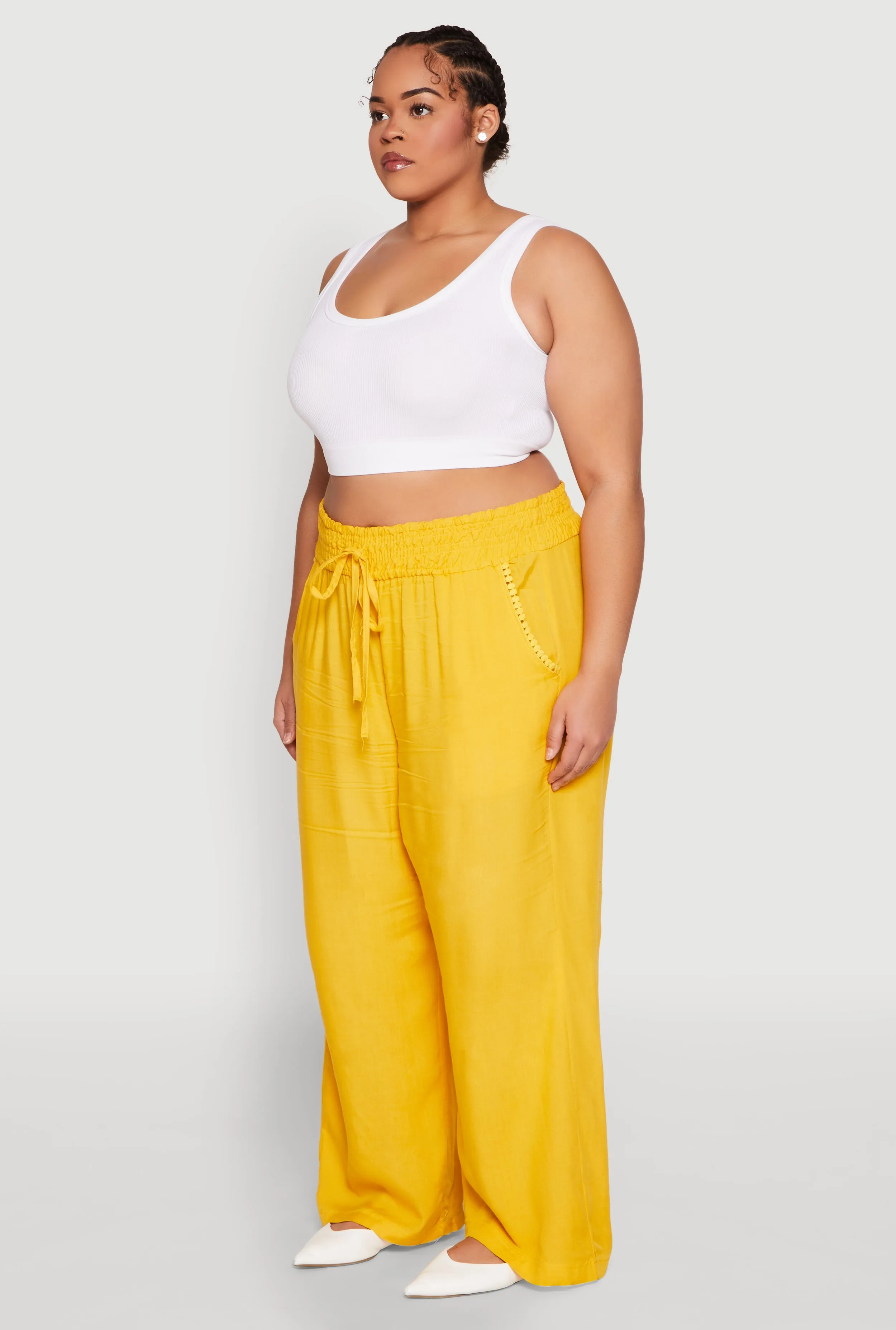 Plus Size Smocked Waist Palazzo Pants sold by Rainbow product image thumbnail 3