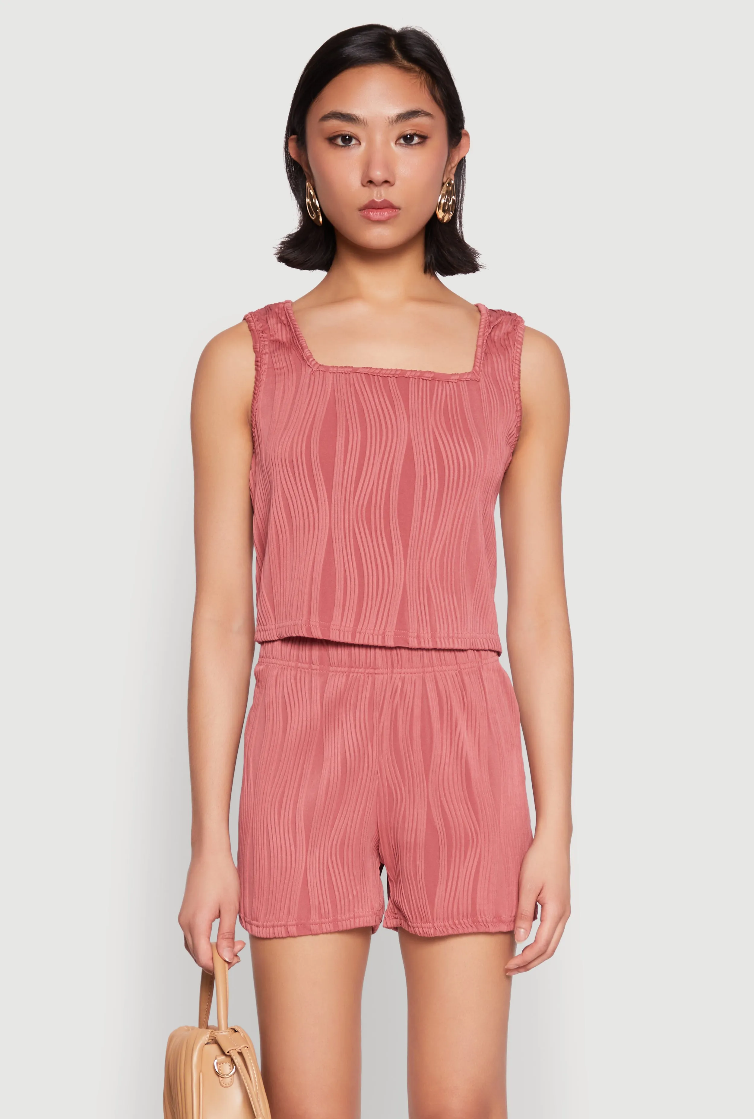 Plisse Knit Cropped Tank Top sold by Rainbow