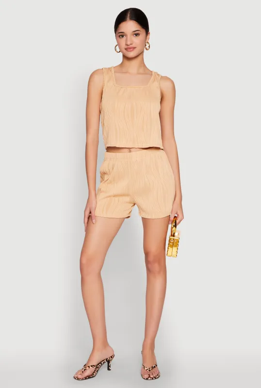 Plisse Knit High Waisted Shorts sold by Rainbow