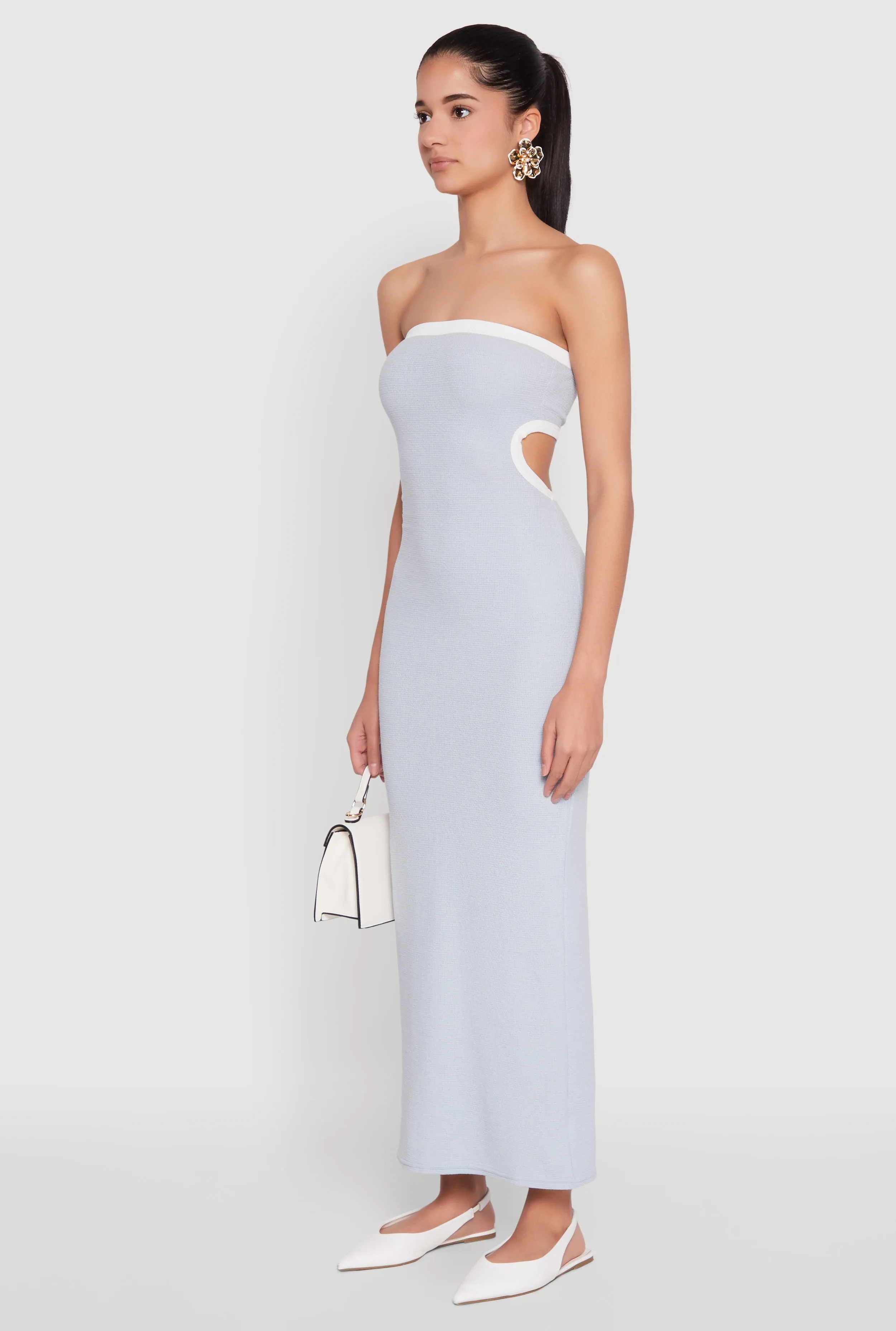 Contrast Trim Cut Out Back Tube Dress sold by Rainbow product image thumbnail 3