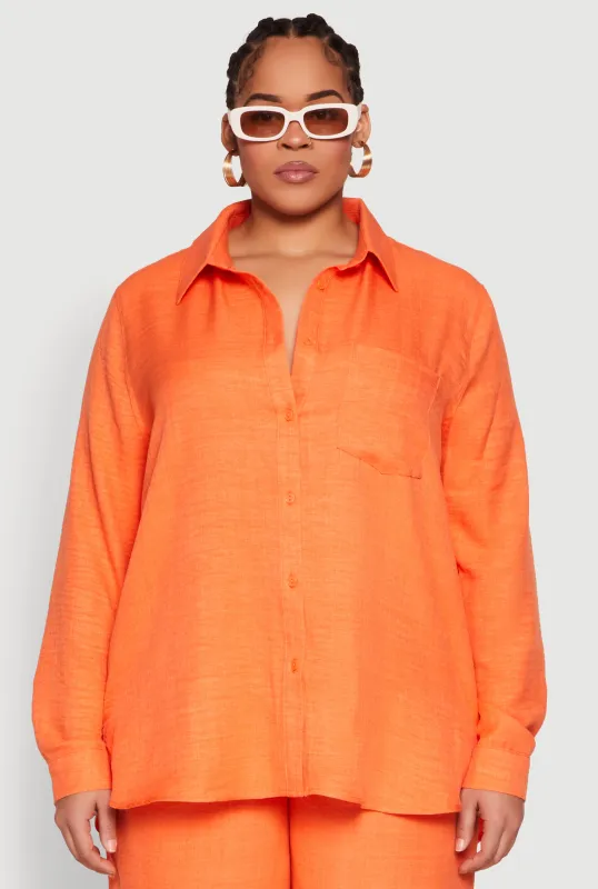 Plus Size Linen Oversized Shirt sold by Rainbow