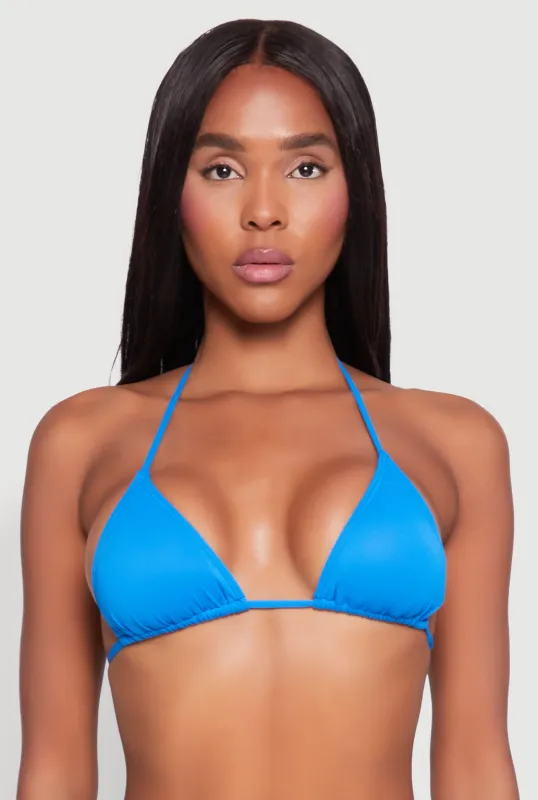 Tie Back Halter Neck Triangle Bikini Top sold by Rainbow