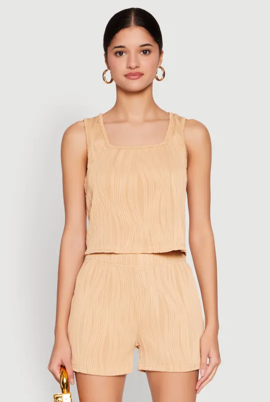 Plisse Knit Cropped Tank Top sold by Rainbow