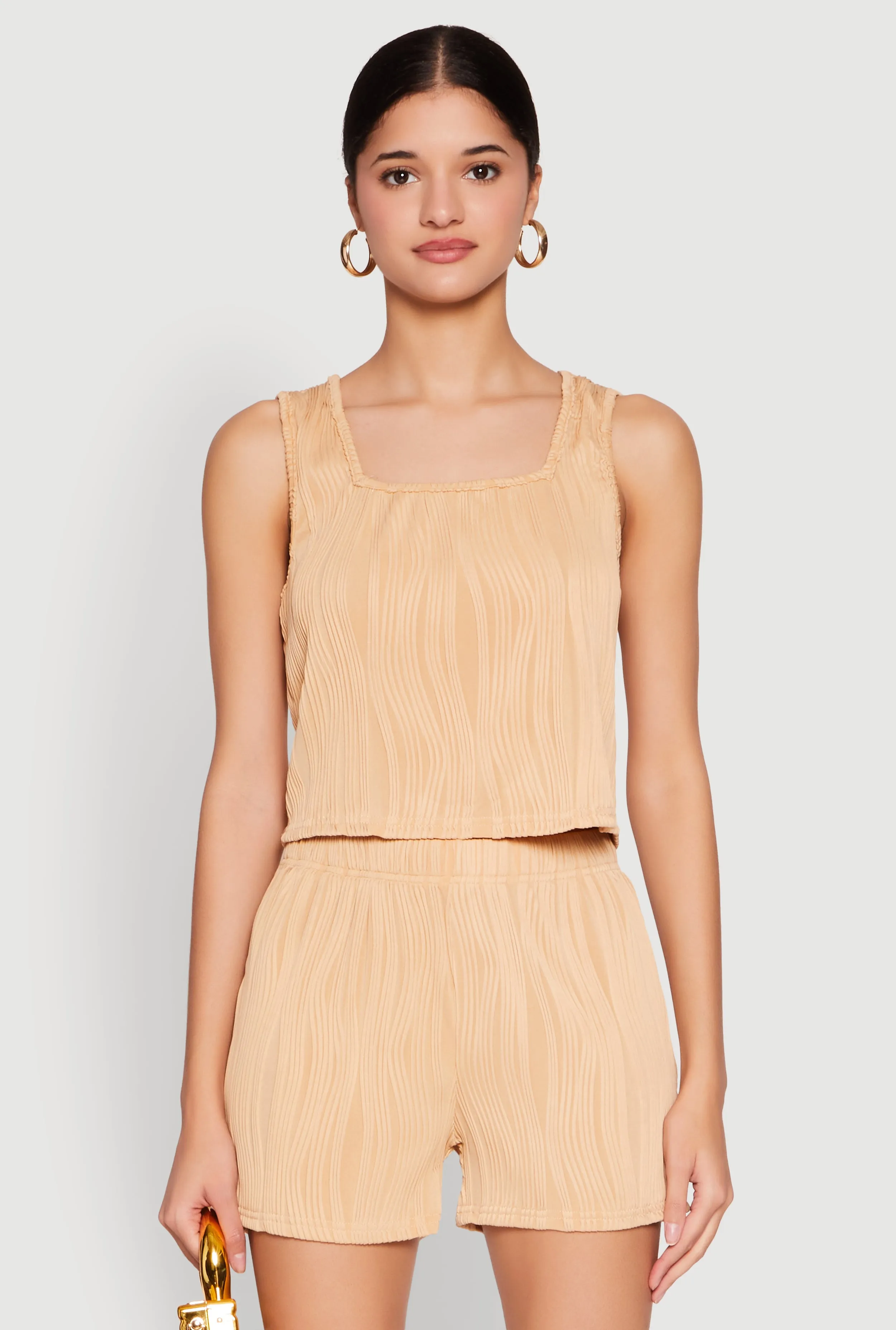 Plisse Knit Cropped Tank Top sold by Rainbow