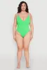 Plus Size Contrast Trim Plunge Neck One Piece Swimsuit sold by Rainbow