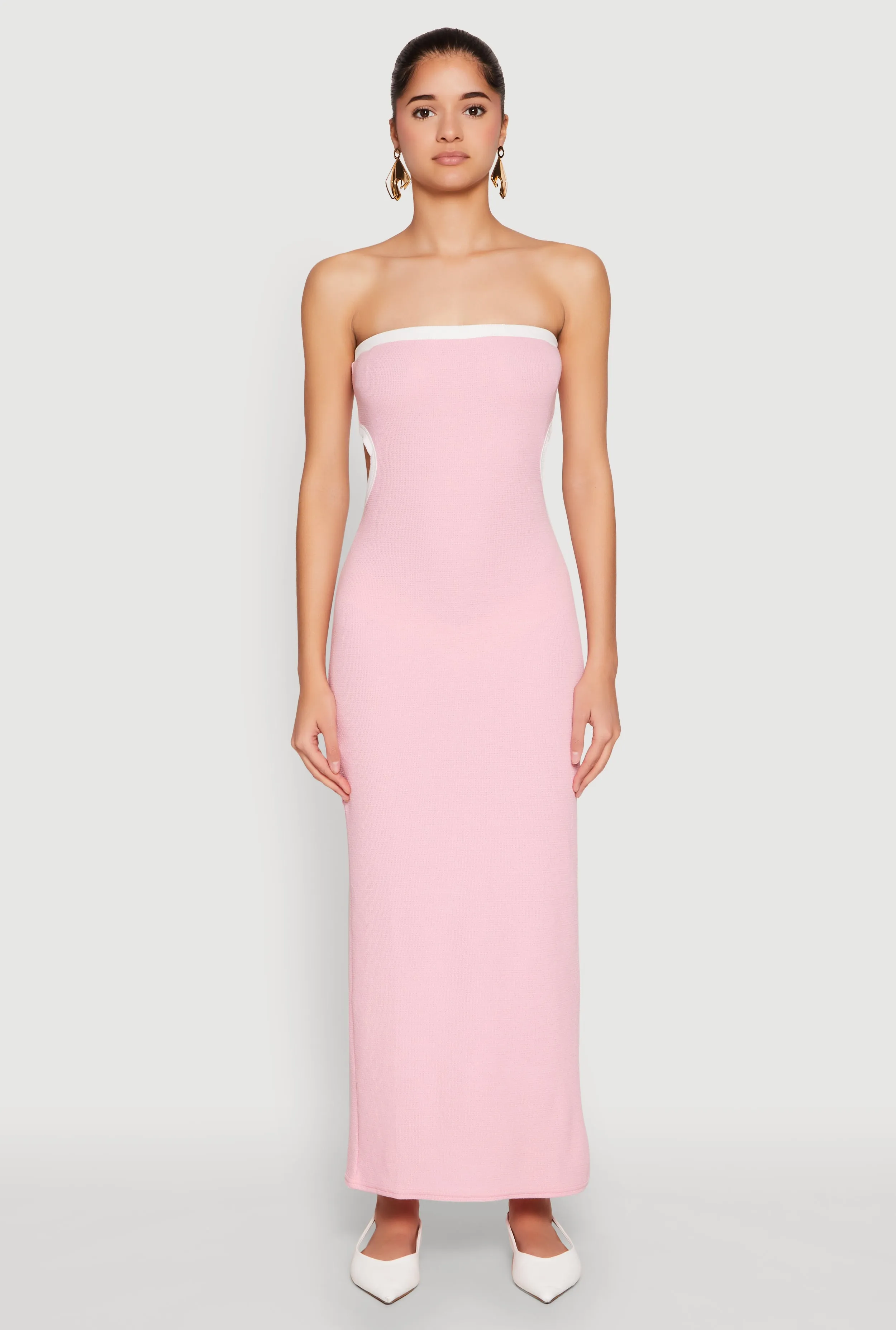 Contrast Trim Cut Out Back Tube Dress sold by Rainbow product image thumbnail 2