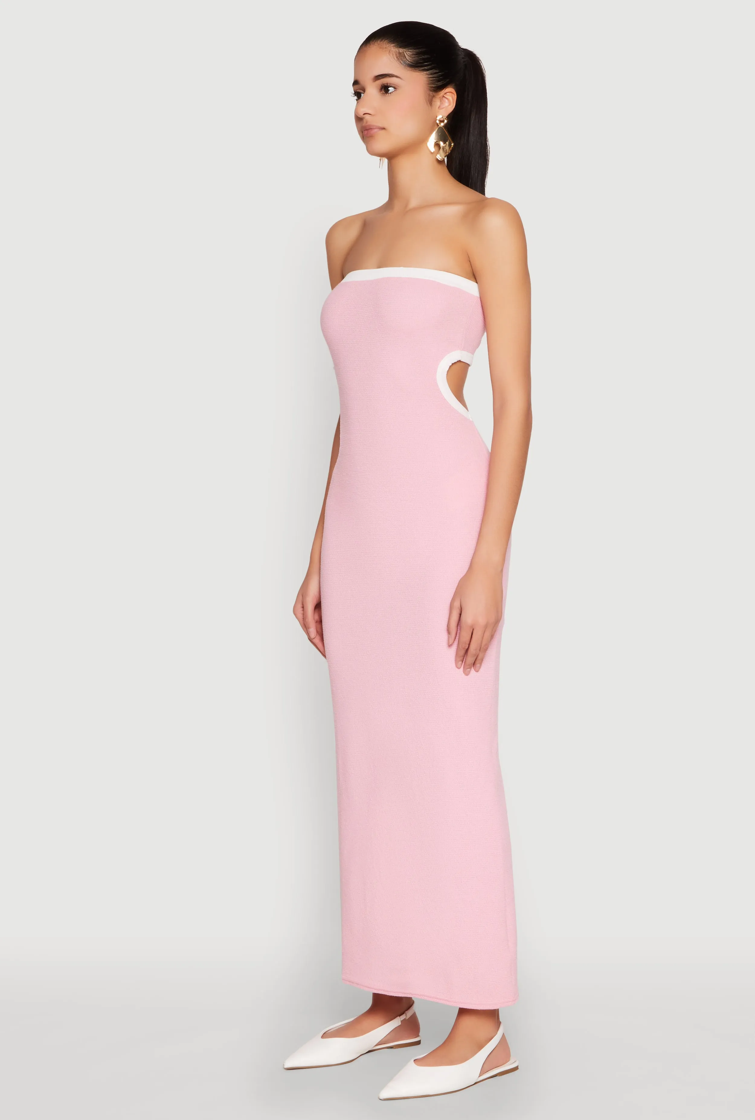 Contrast Trim Cut Out Back Tube Dress sold by Rainbow product image thumbnail 3