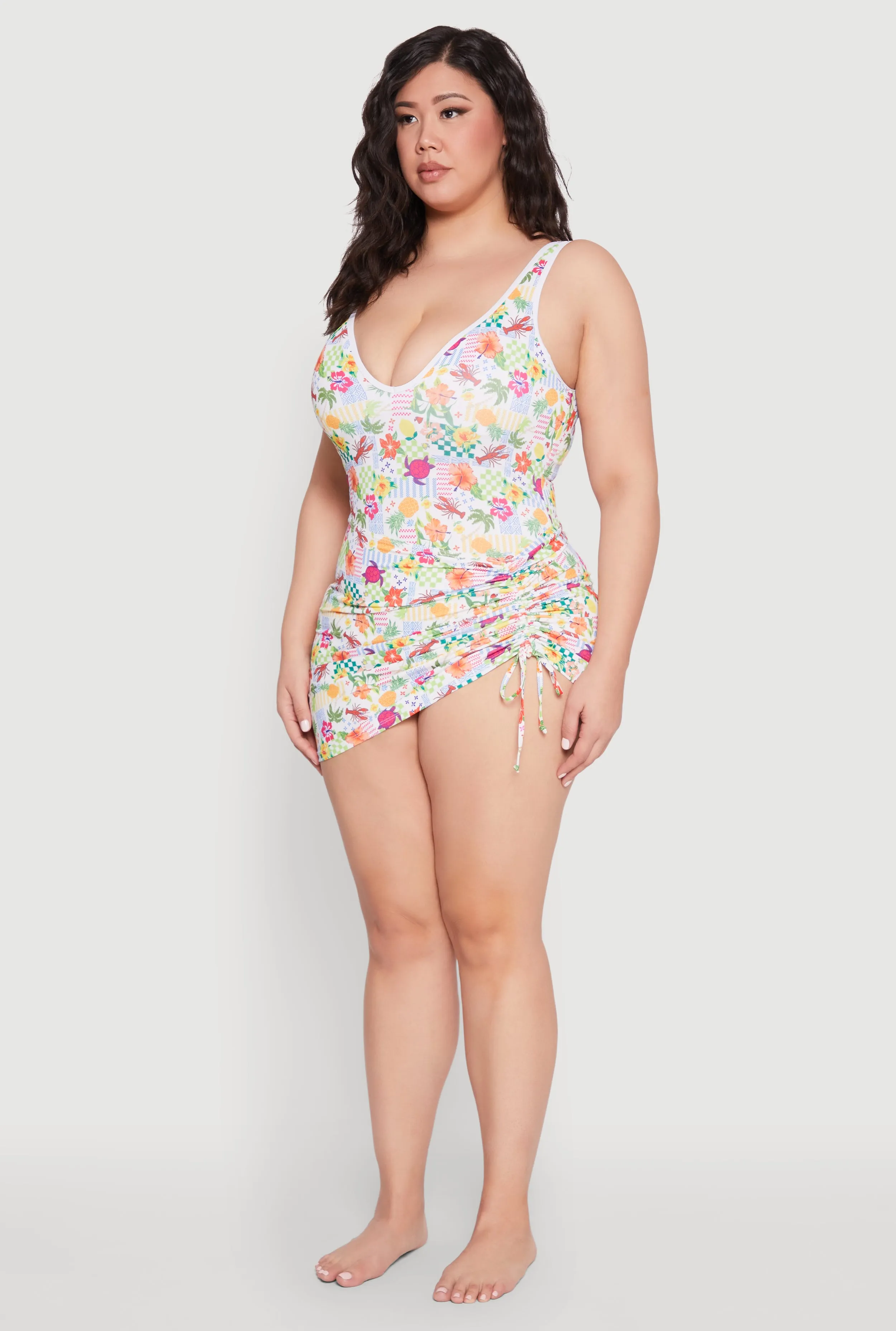 Plus Size Turtle Tropical Floral Print Sarong Cover Up sold by Rainbow product image thumbnail 3
