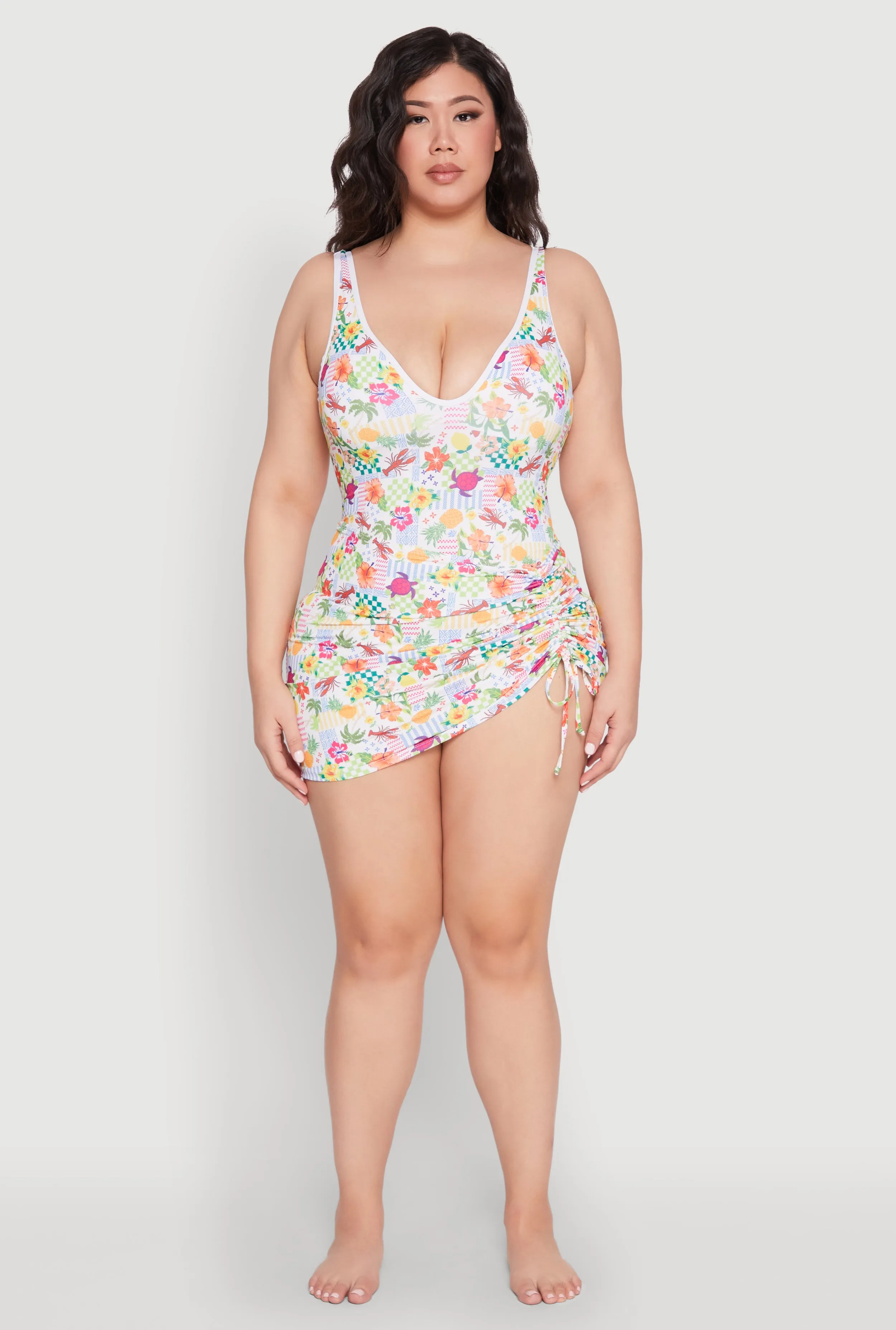 Plus Size Turtle Tropical Floral Print Sarong Cover Up sold by Rainbow product image thumbnail 2