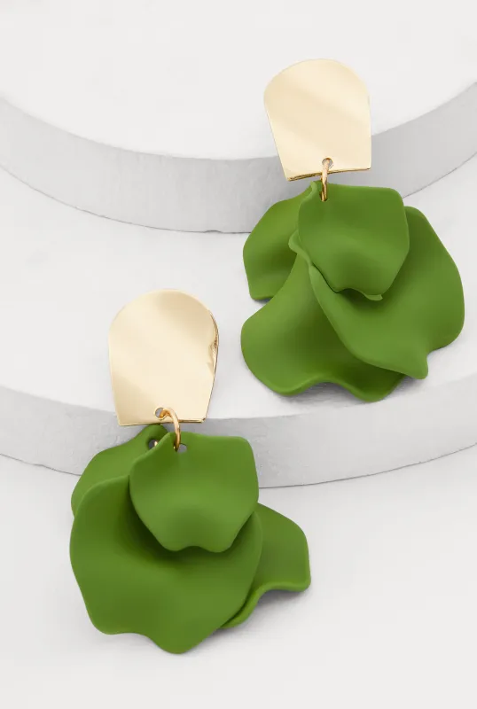 Chunky Floral Petal Drop Earrings sold by Rainbow