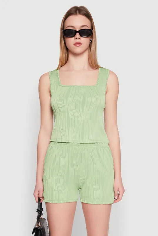 Plisse Knit Cropped Tank Top sold by Rainbow