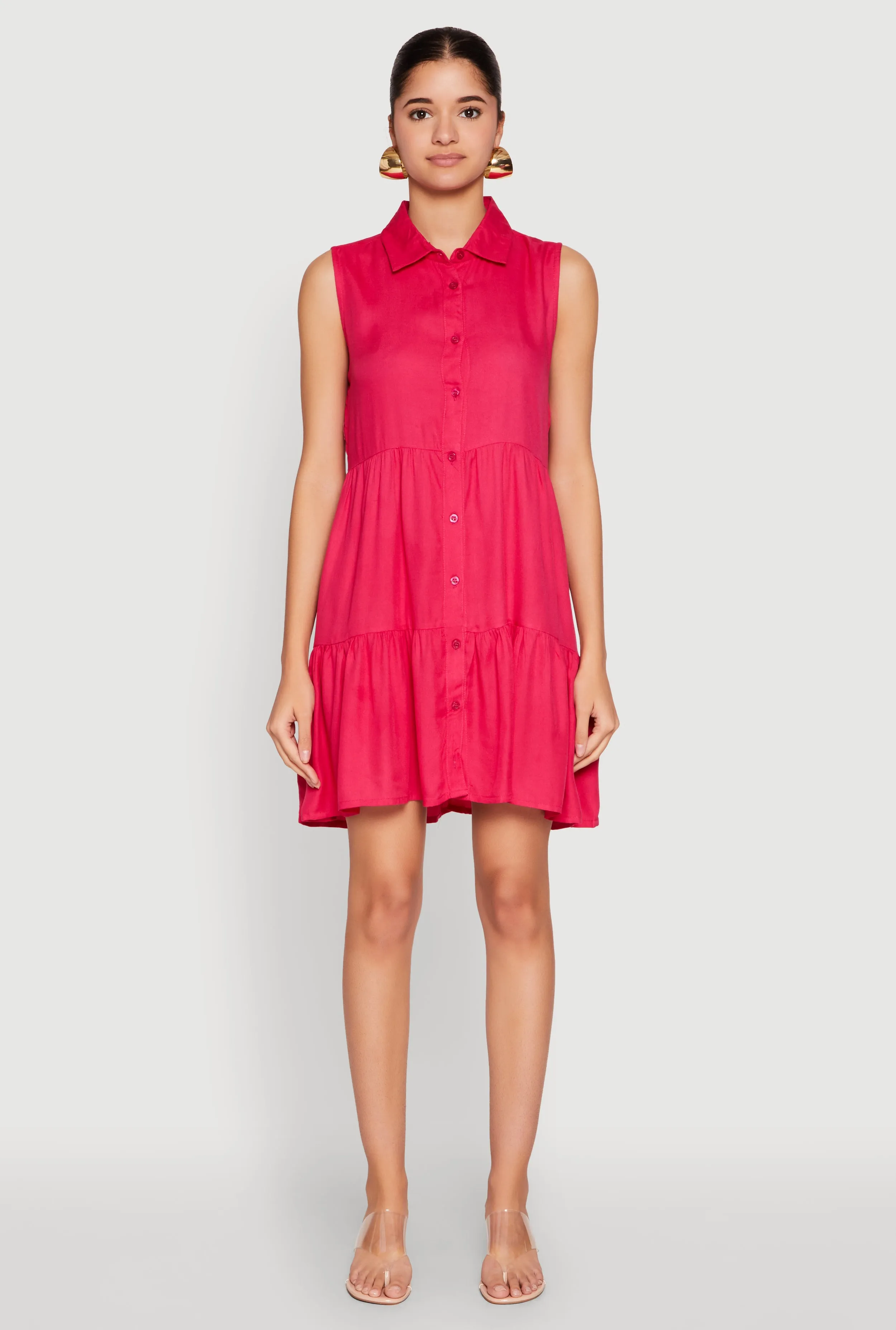 Sleeveless Button Front Tiered Dress sold by Rainbow