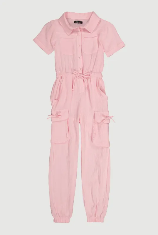 Girls Gauze Knit Utility Jumpsuit sold by Rainbow
