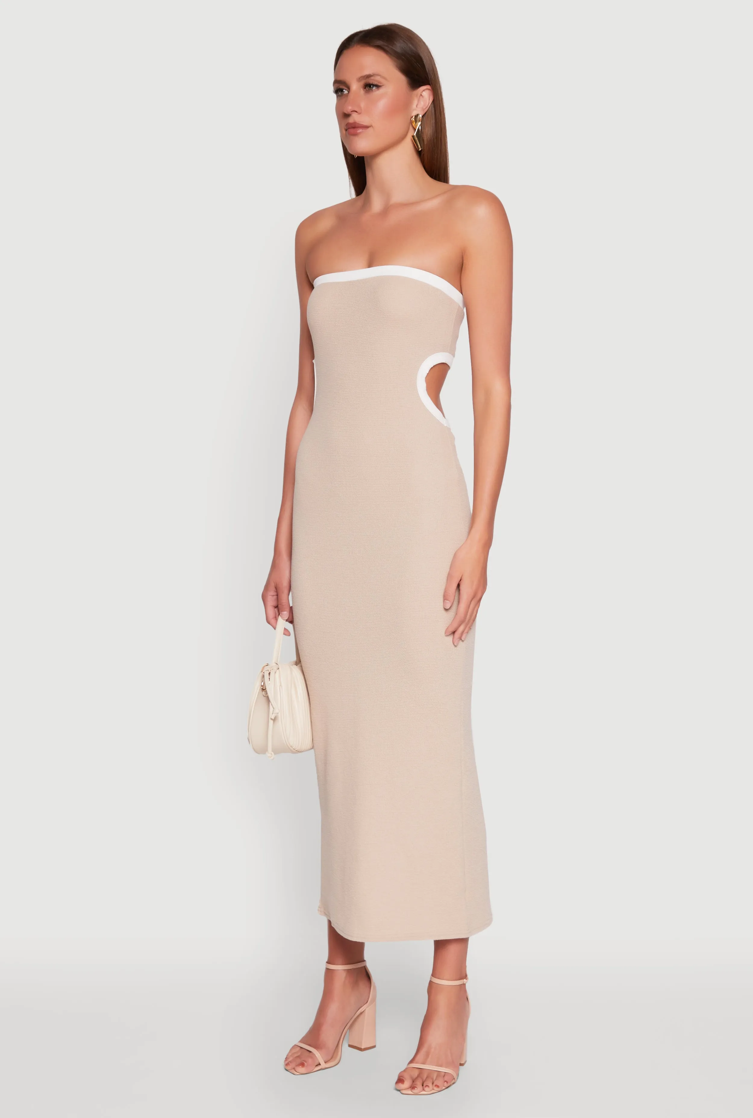 Contrast Trim Cut Out Back Tube Dress sold by Rainbow product image thumbnail 3