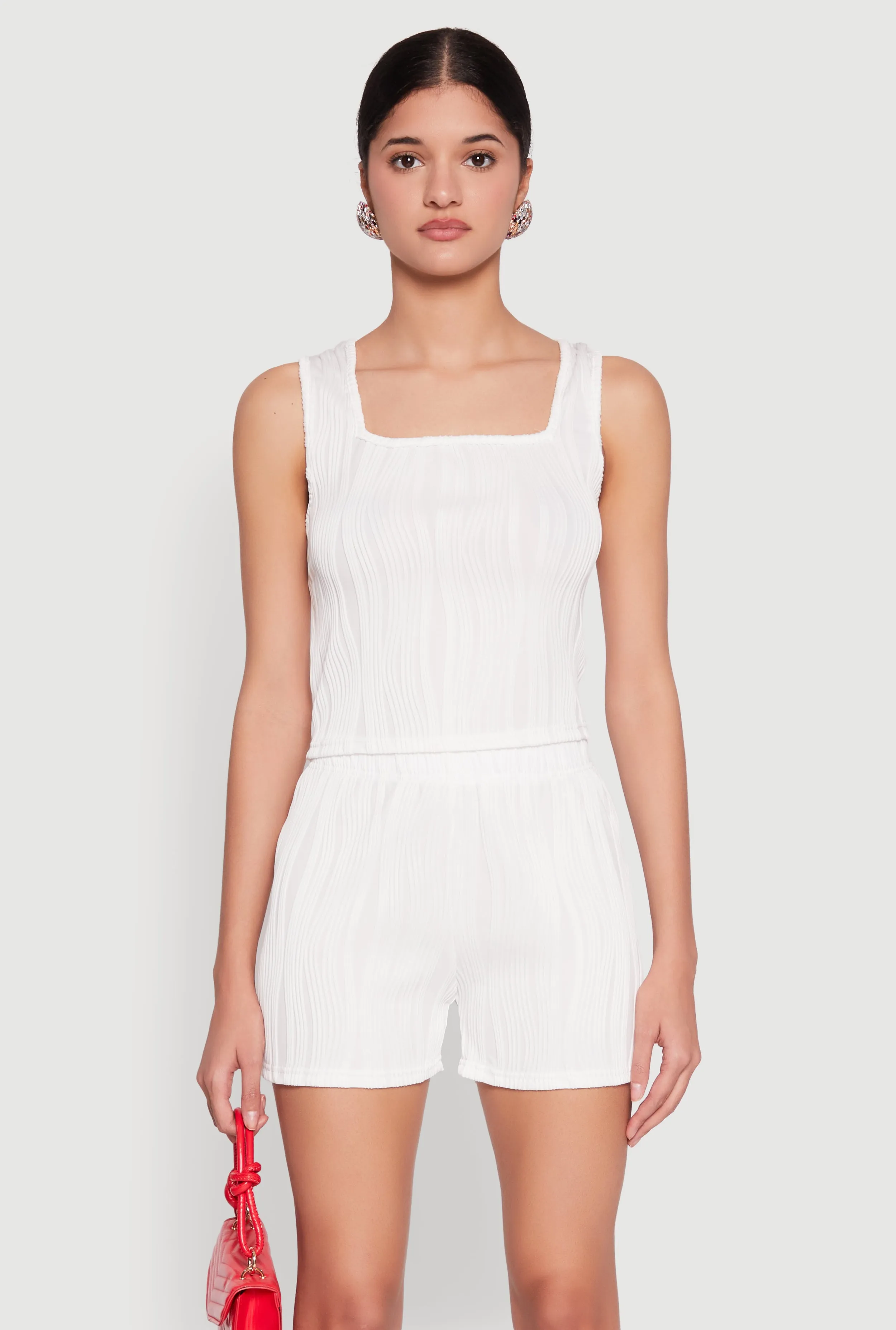 Plisse Knit Cropped Tank Top sold by Rainbow