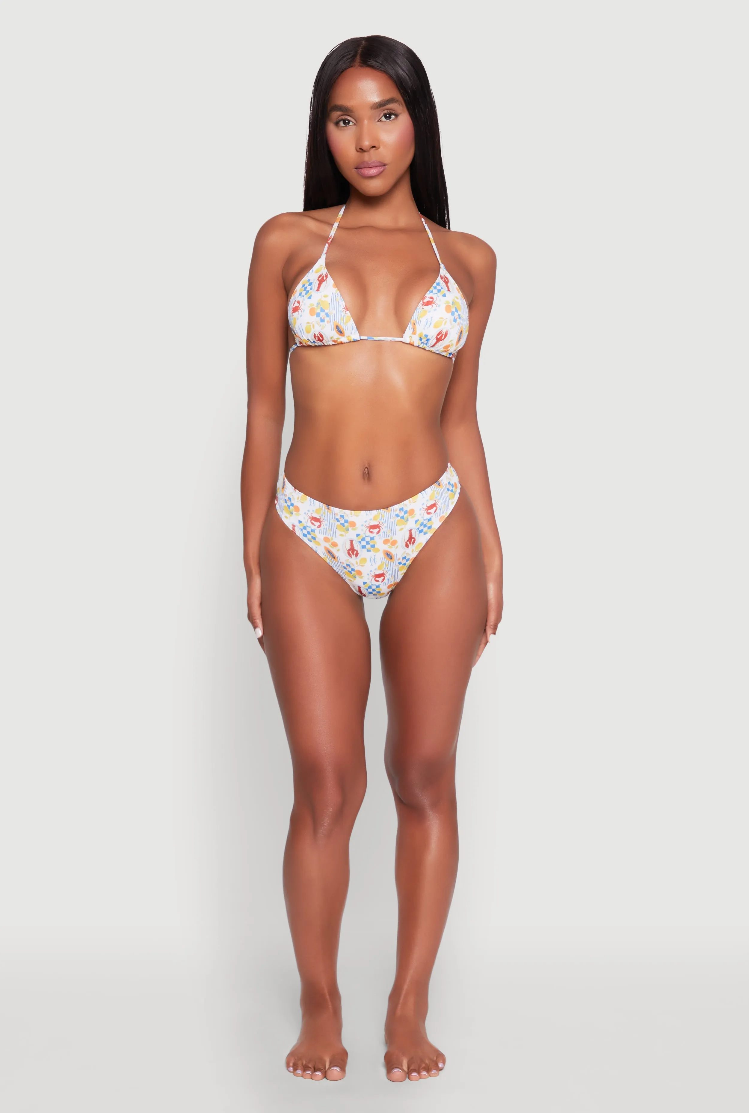 Tropical Crab Papaya Print Swim Bikini Top sold by Rainbow product image thumbnail 2