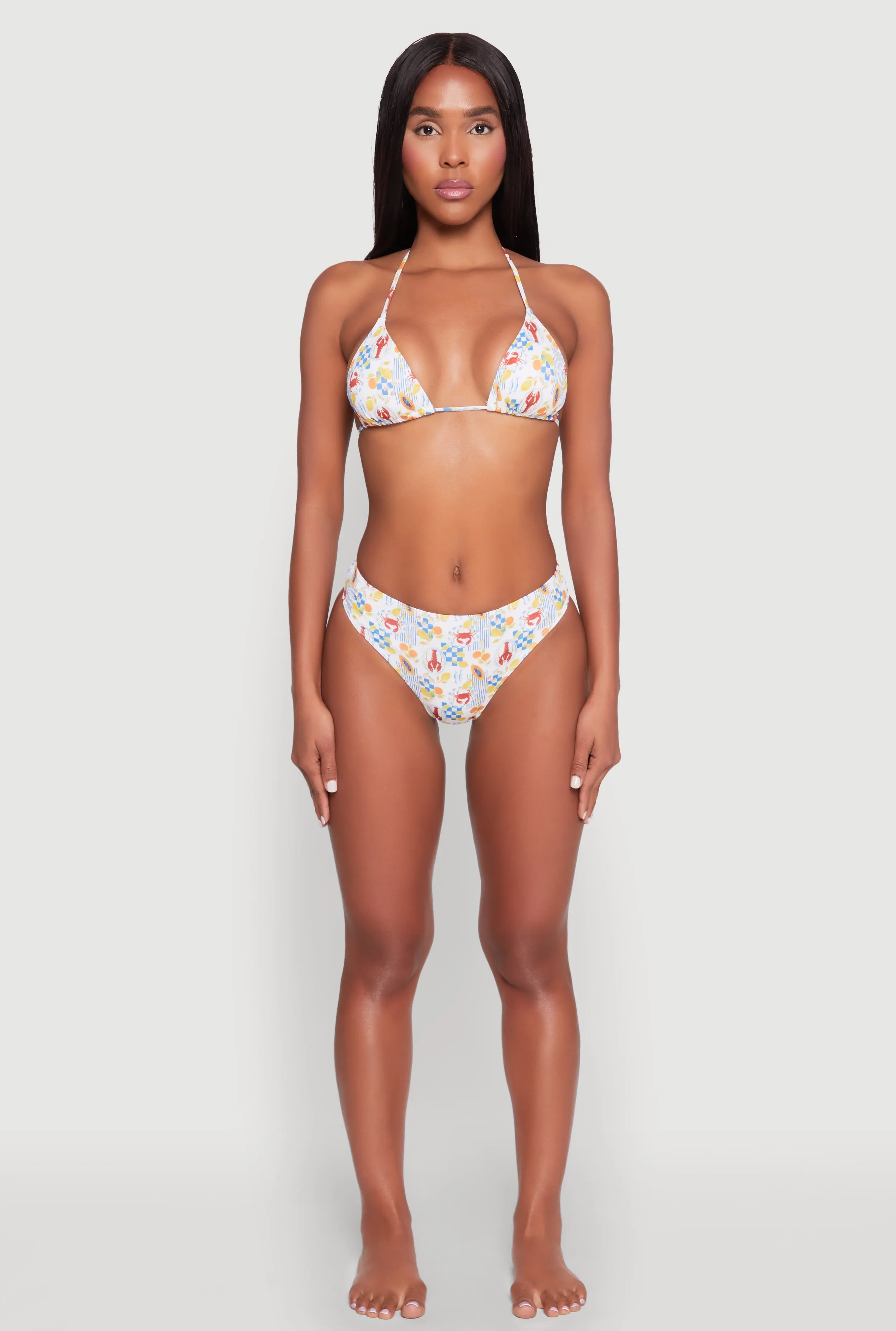 Tropical Crab Papaya Print Swim Bikini Top sold by Rainbow product image thumbnail 3