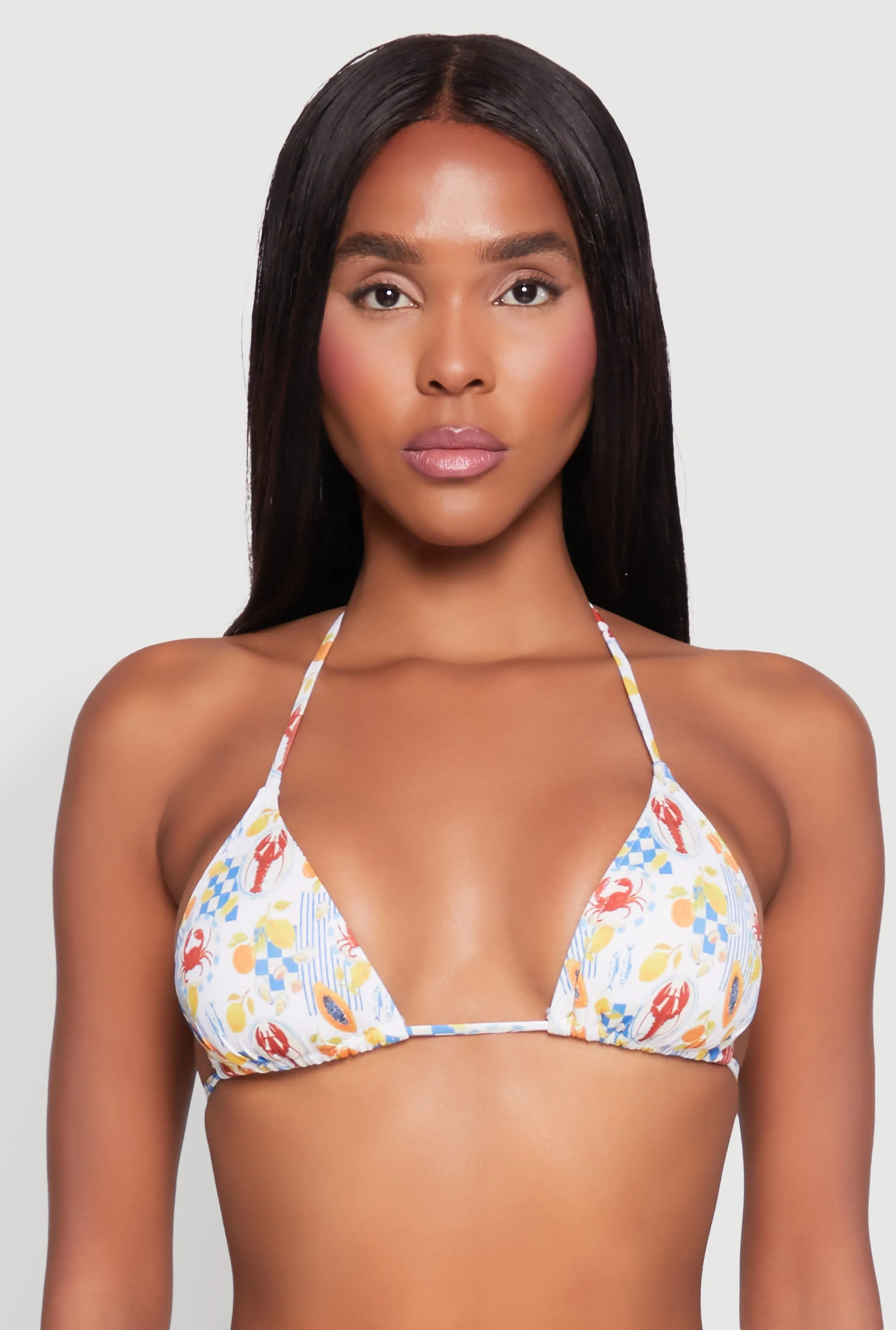 Tropical Crab Papaya Print Swim Bikini Top sold by Rainbow