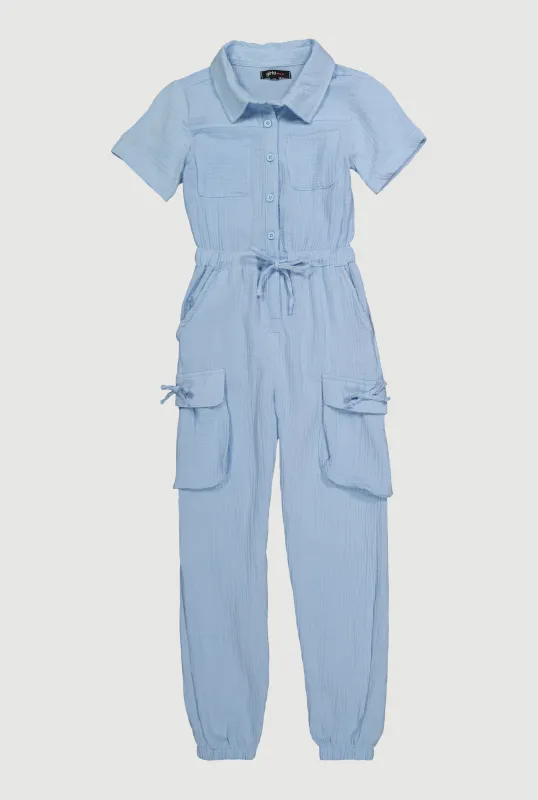 Girls Gauze Knit Utility Jumpsuit sold by Rainbow